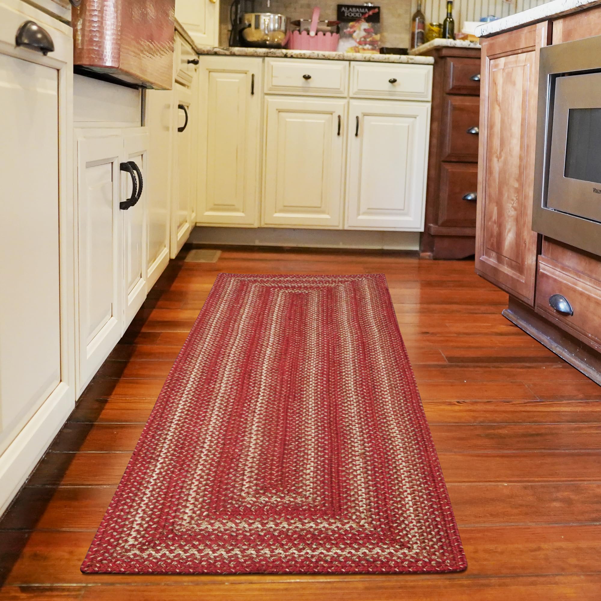 Homespice Gingerbread Black & Brown Braided Rug 20x30 - Jute Braided Kitchen Rugs for Country, Primitive Decor, Reversible, Pet-Friendly, Durable & Easy to Maintain