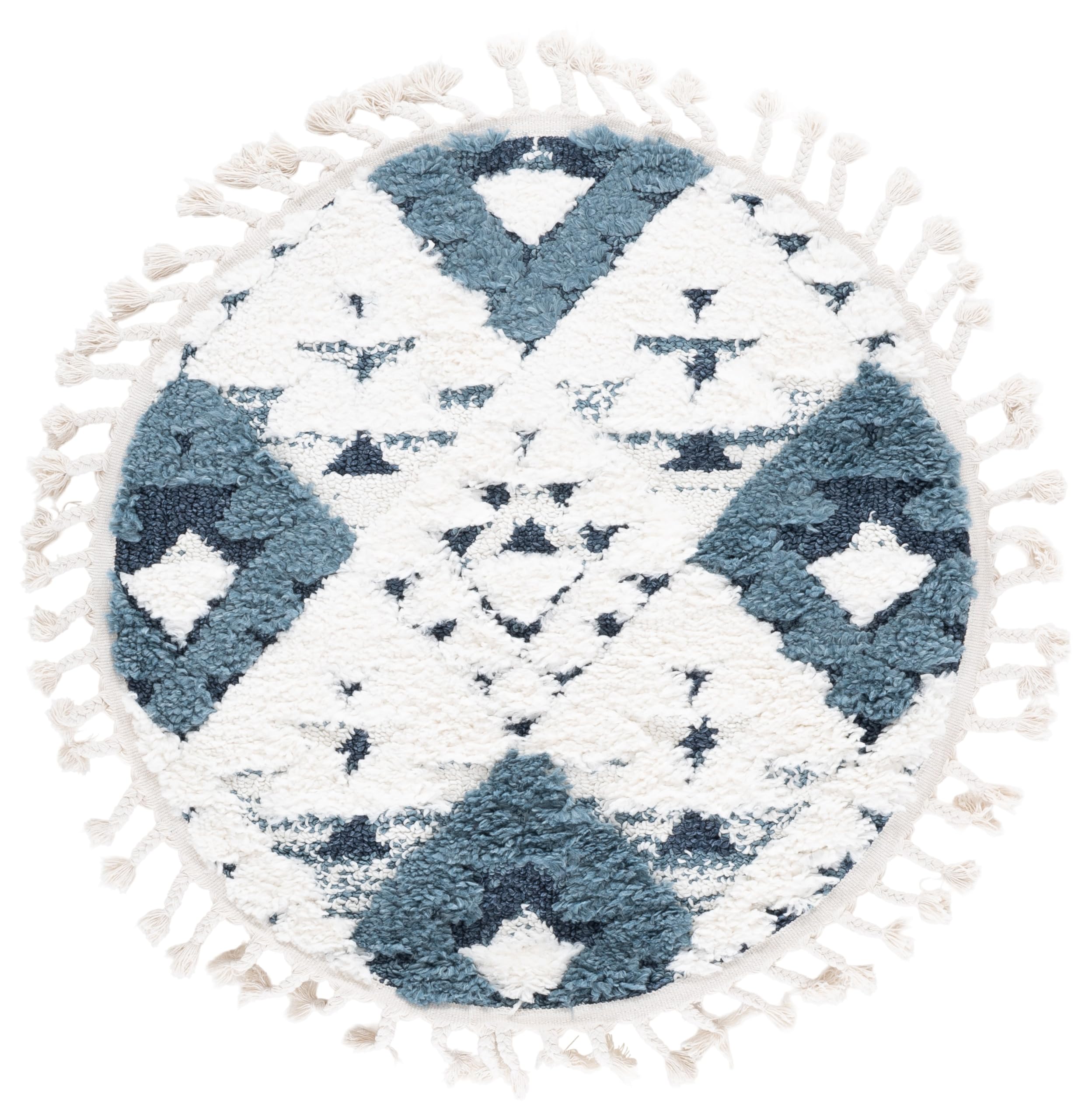 SAFAVIEH Area Rug 3x5 - Moroccan Tassel Shag Collection - Ivory, Non-Shedding & Easy to Clean, Plush High-Low Texture, Ideal for Living Room, Bedroom, Dining Space (MTS688C)