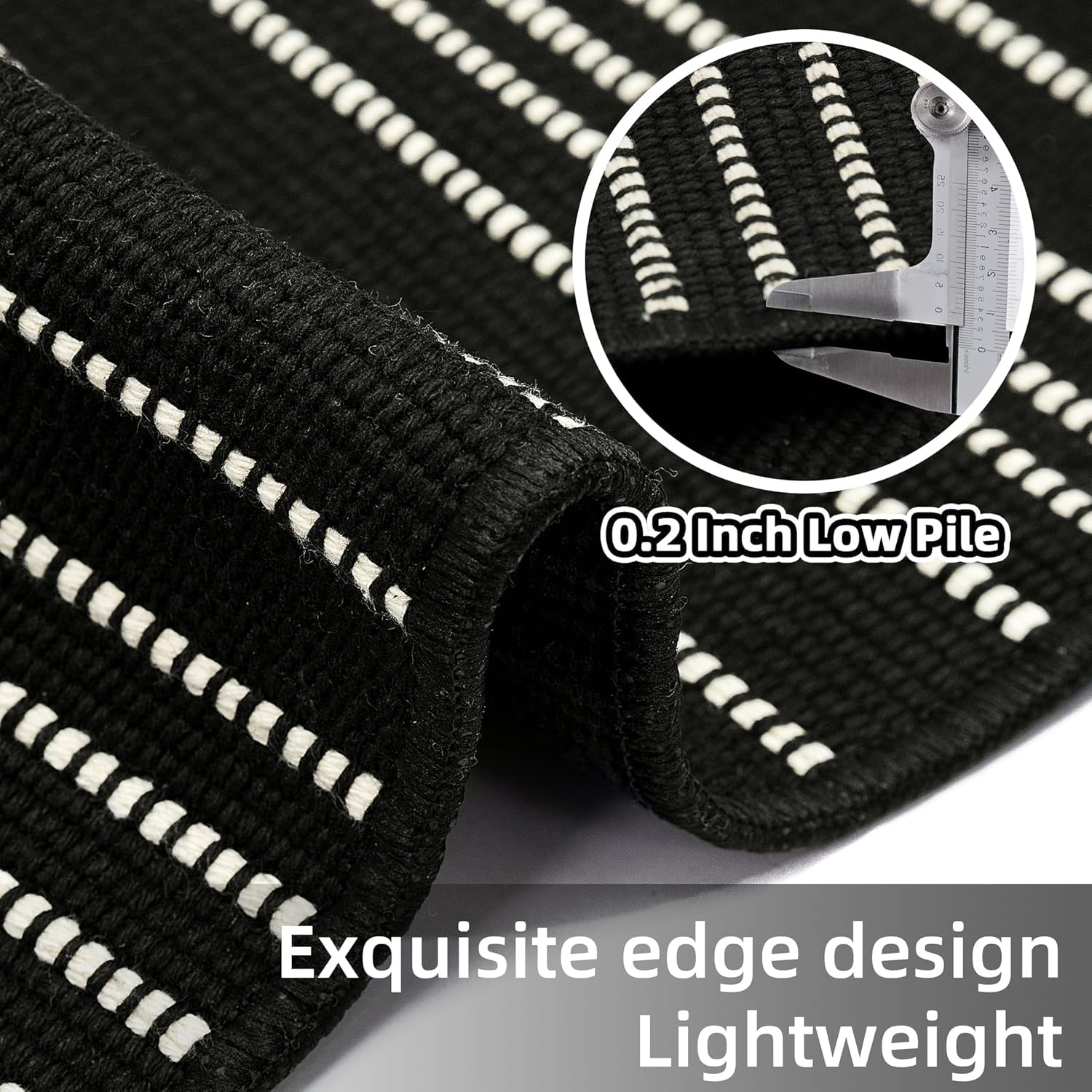 Tritard Washable Runners for Hallways 2x6 Boho Runner Rug with Tassels, Woven Cotton Kitchen Hallway Rug Runner Farmhouse Low Pile Rugs Carpet for Indoor Entryway Bathroom Laundry Bedroom, Black White