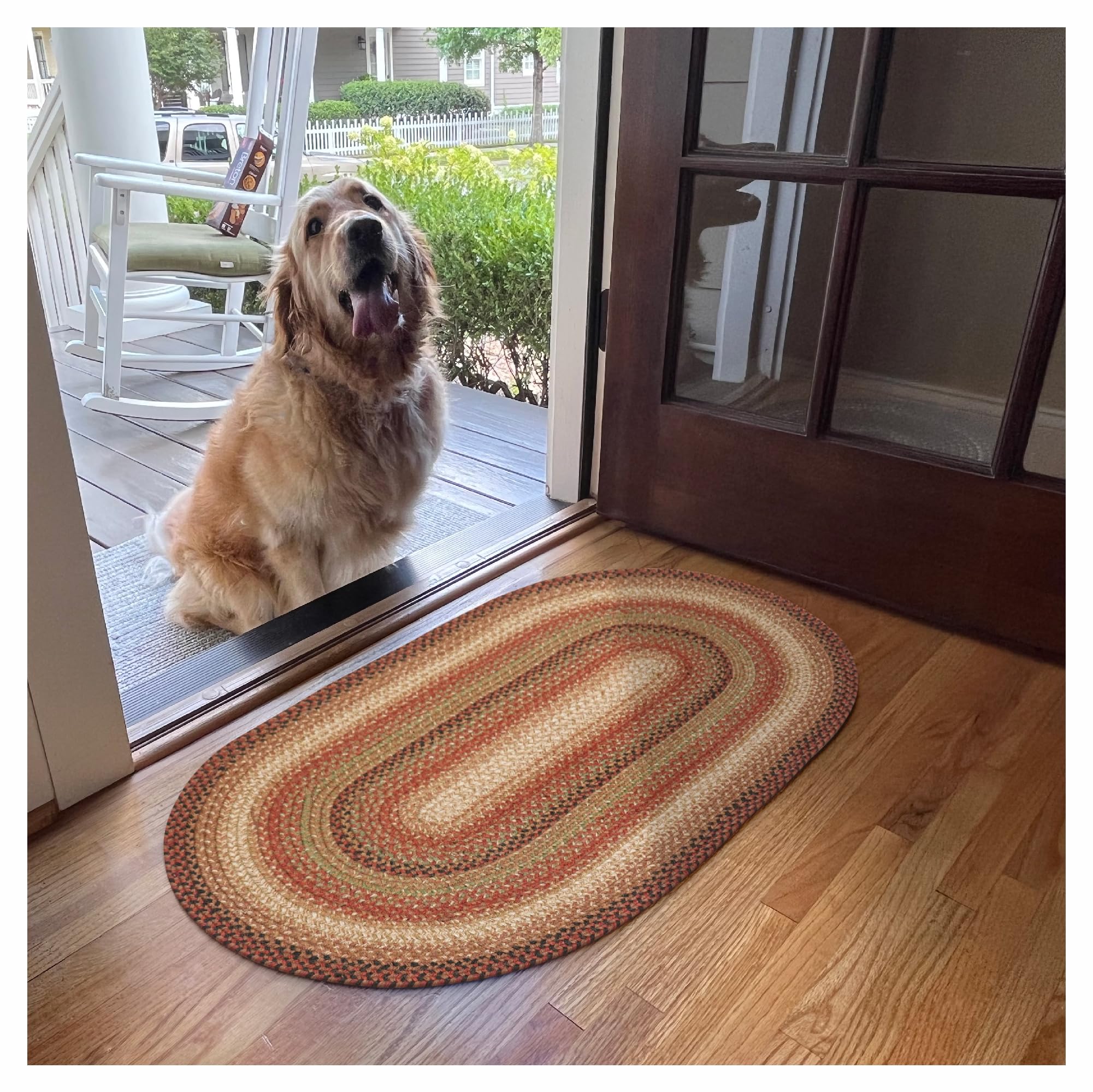 Homespice Gingerbread Black & Brown Braided Rug 20x30 - Jute Braided Kitchen Rugs for Country, Primitive Decor, Reversible, Pet-Friendly, Durable & Easy to Maintain