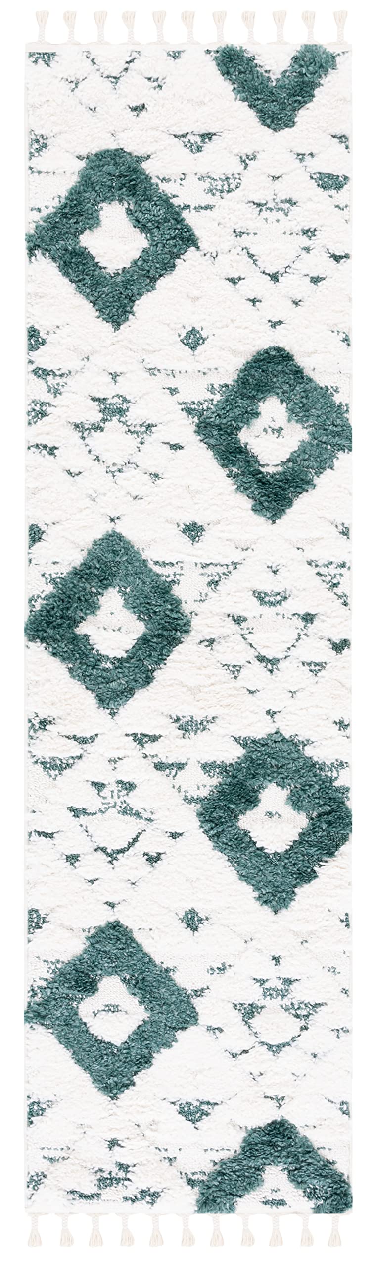 SAFAVIEH Area Rug 3x5 - Moroccan Tassel Shag Collection - Ivory, Non-Shedding & Easy to Clean, Plush High-Low Texture, Ideal for Living Room, Bedroom, Dining Space (MTS688C)