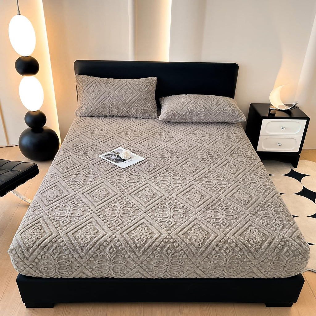 ZIQINPSQ Twin Size Flannel Fitted Sheet - 1 Piece Winter Warm Deep Pocket (15") Bed Sheet, Shrink & Fade Resistant, Hotel Quality, Wheat