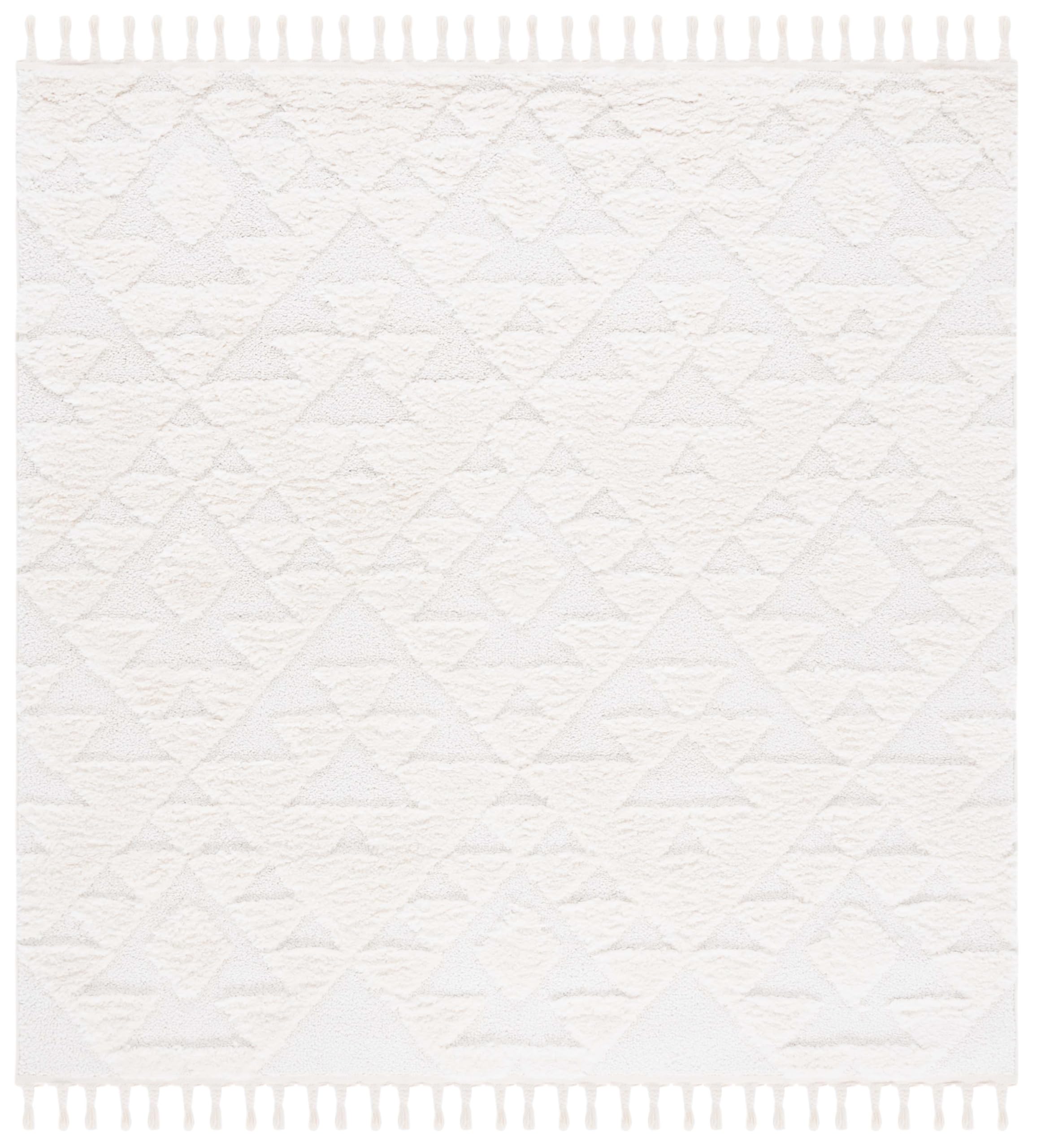 SAFAVIEH Area Rug 3x5 - Moroccan Tassel Shag Collection - Ivory, Non-Shedding & Easy to Clean, Plush High-Low Texture, Ideal for Living Room, Bedroom, Dining Space (MTS688C)