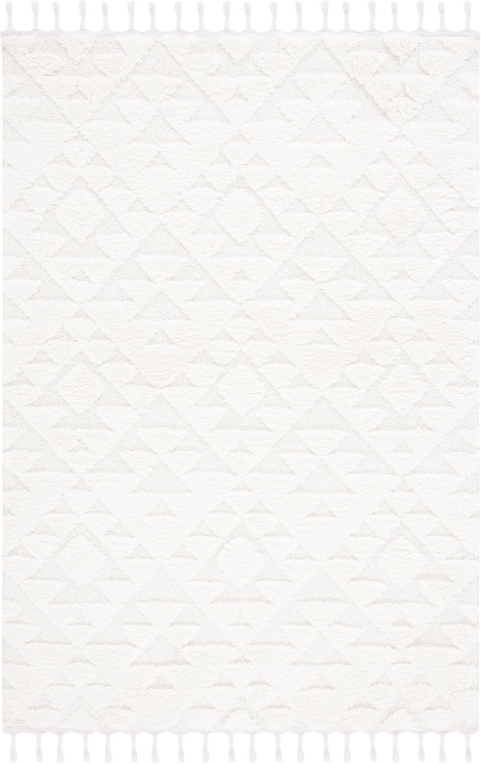 SAFAVIEH Area Rug 3x5 - Moroccan Tassel Shag Collection - Ivory, Non-Shedding & Easy to Clean, Plush High-Low Texture, Ideal for Living Room, Bedroom, Dining Space (MTS688C)