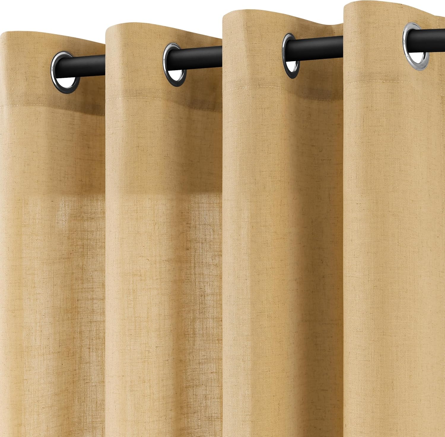 Natural Cream Linen Curtains 84 Inch Length 2 Panels for Living Room Bedroom, Light Filtering Sheer Curtains 84 Inches, Modern Farmhouse Grommet Semi Sheer Soft Privacy Drapes