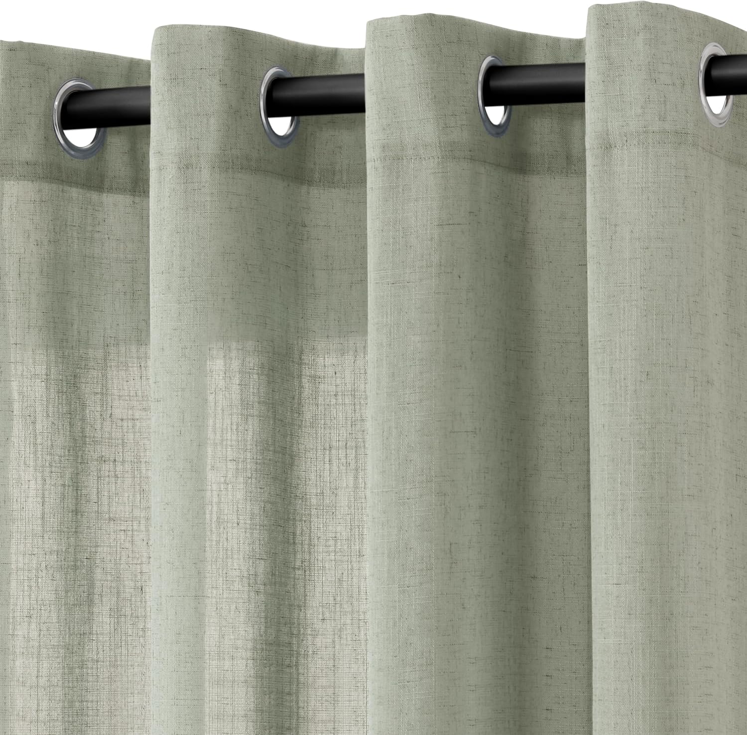 Natural Cream Linen Curtains 84 Inch Length 2 Panels for Living Room Bedroom, Light Filtering Sheer Curtains 84 Inches, Modern Farmhouse Grommet Semi Sheer Soft Privacy Drapes