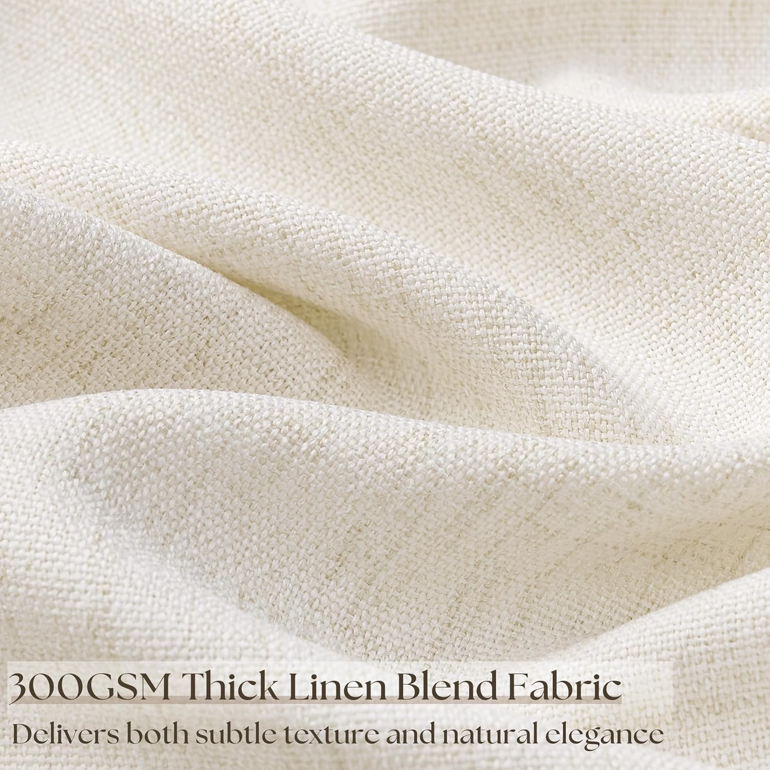 Natural Linen Curtains 96 Inches Long 2 Panels Bronze Grommet Curtain Burlap Ivory Cream Colored Light Filtering Semi Sheer Drapes Thick Linen Blend Floor to Ceiling Length Living Room 8ft