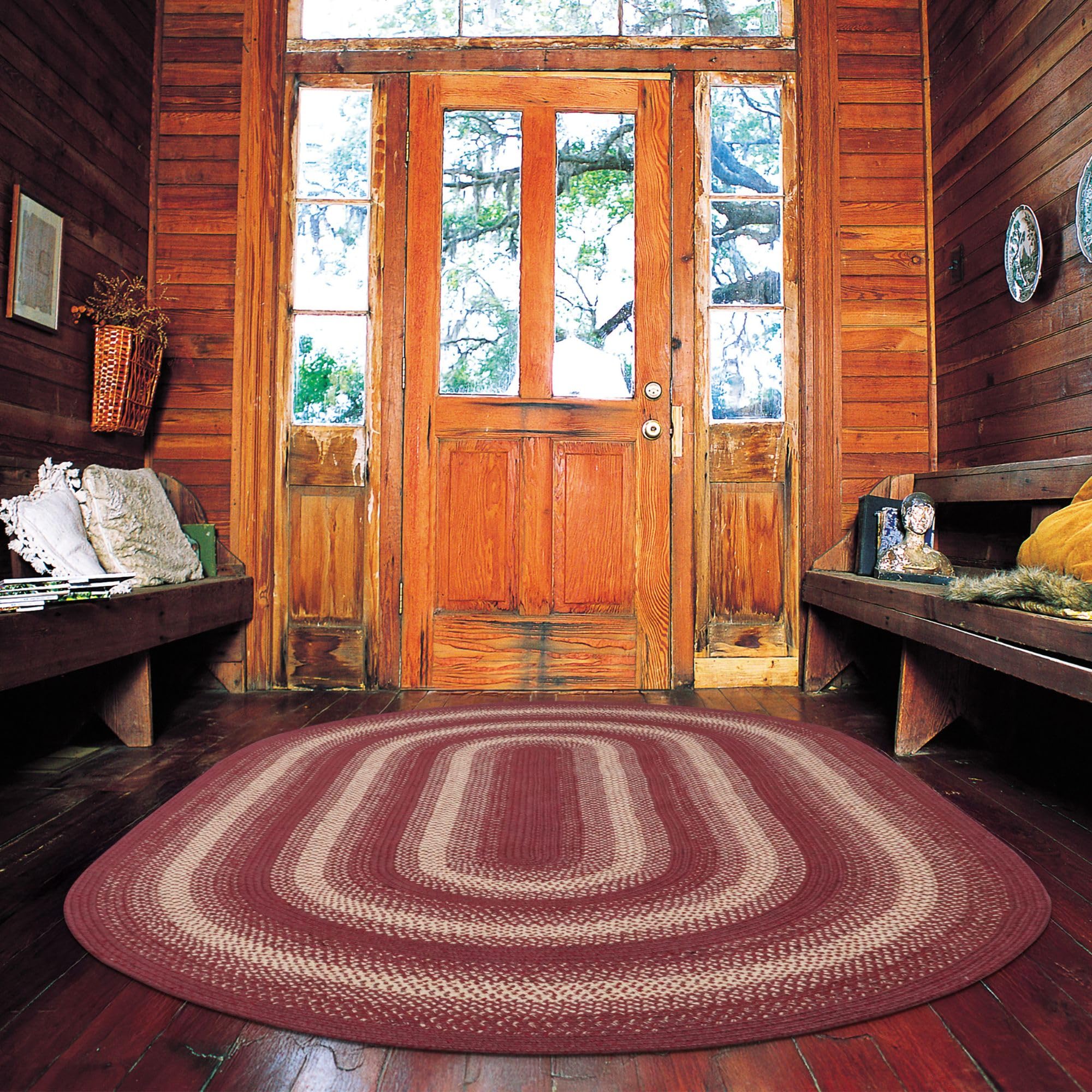 Homespice Gingerbread Black & Brown Braided Rug 20x30 - Jute Braided Kitchen Rugs for Country, Primitive Decor, Reversible, Pet-Friendly, Durable & Easy to Maintain