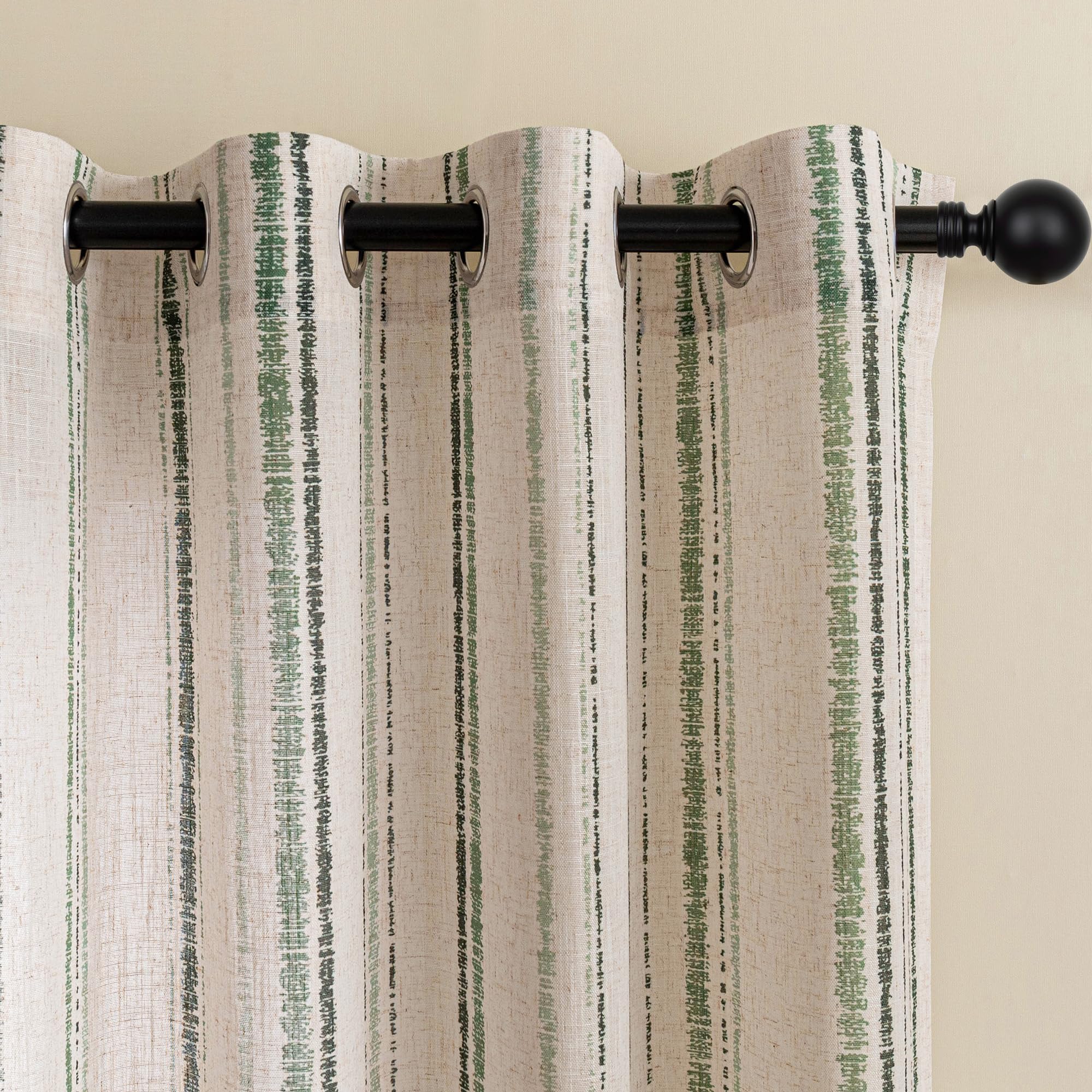 MYSKY HOME Grey Striped Linen Curtains 84 Inches Long Farmhouse Rustic for Bedroom Living Room Light Filtering Ticking Stripe Pinstripe Gray and White Patterned Drapes, Grommet, 2 Panels, 52" Wide
