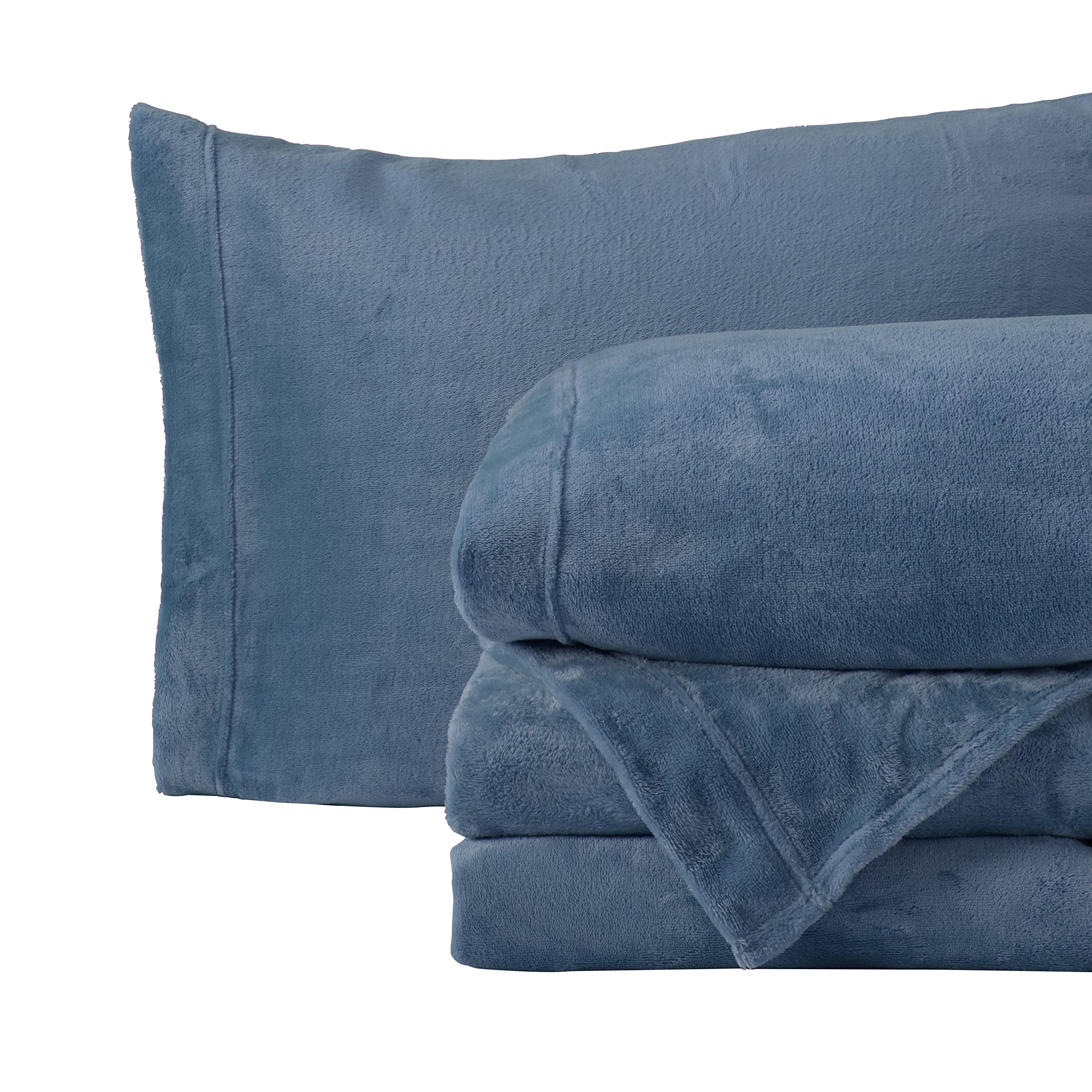 NY Loft Ultra Soft Micro Fleece Sheets Set with Extra Deep Pockets | Extra Soft Velvet Fleece Sheet Set | Super Plush Polar Fleece | Velvet Plush Cozy Warmth | Tribeca Collection (Twin, Lake Blue)