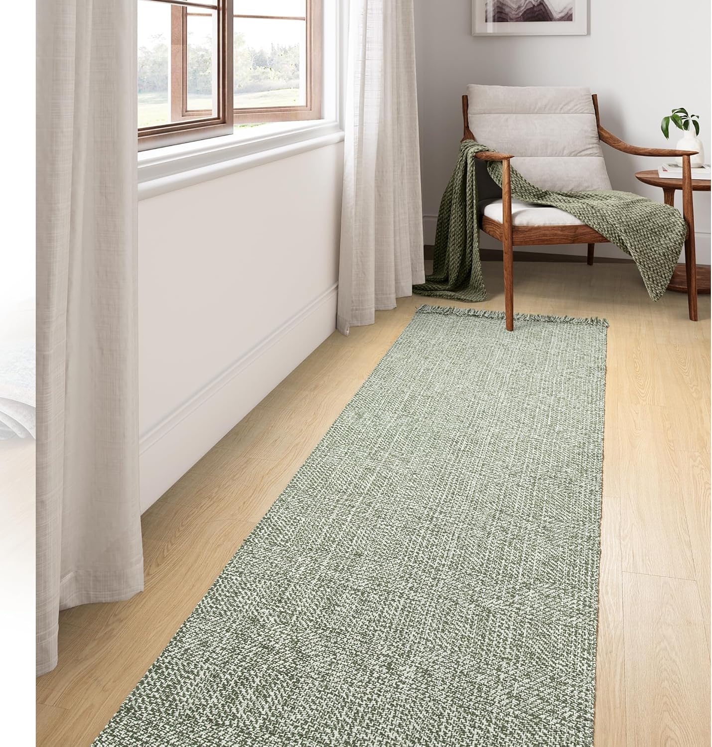 Collive 4x6 Area Rug, Natural/Black Woven Cotton Washable Modern Bedroom Rugs, Boho Dining Room Door Rug Carpet with Tassel for Living Room Nursery Room Office, Outdoor Rug for Patio Hallway Decor