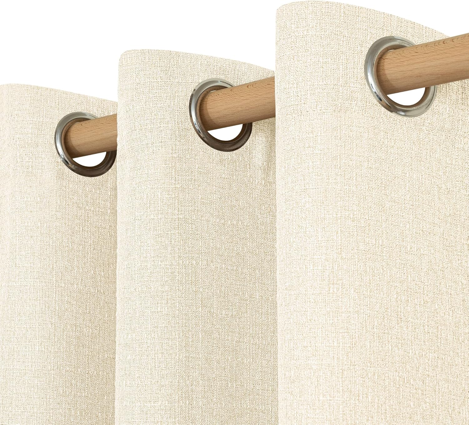 LAMIT Linen Curtains 84 inch Length 2 Panels, Grommet Thick Soft Light Filtering Curtains Privacy Living Room Window Drapes for Bedroom/Farmhouse, W52 x L84, Natural Beige