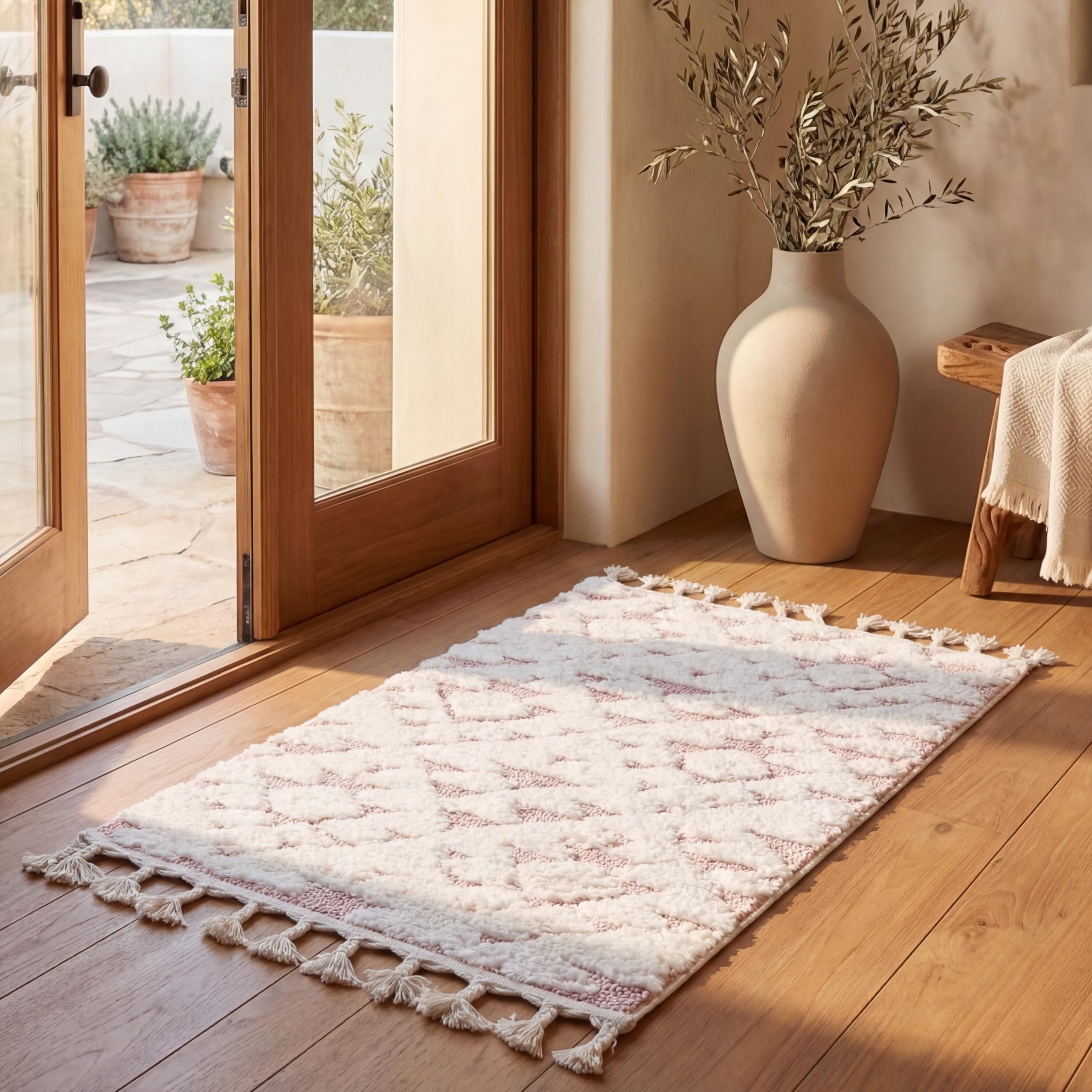 SAFAVIEH Area Rug 3x5 - Moroccan Tassel Shag Collection - Ivory, Non-Shedding & Easy to Clean, Plush High-Low Texture, Ideal for Living Room, Bedroom, Dining Space (MTS688C)