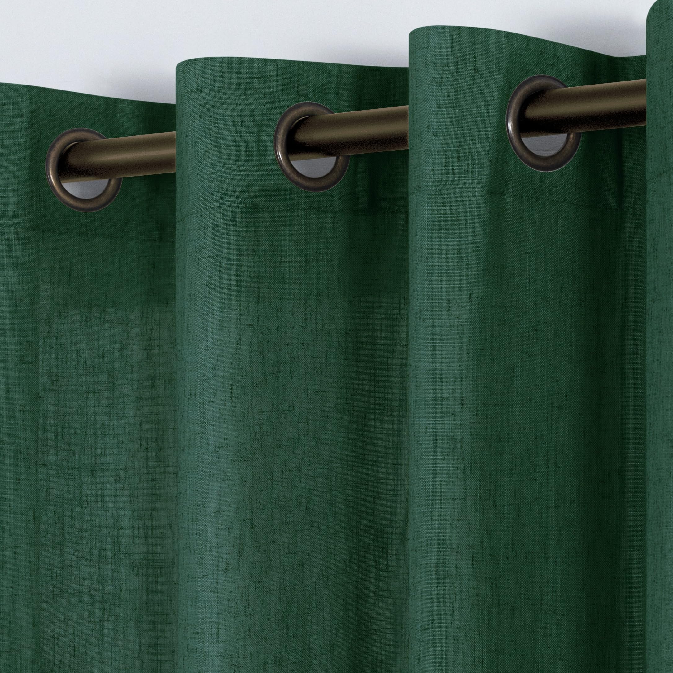 KOUFALL Linen Curtains for Living Room, Bronze Grommet, Semi Sheer Light Filtering Curtains, Neutral Cream Farmhouse Curtain Drapes 84 Inches Long 2 Panels Set