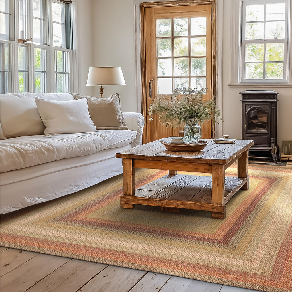 Homespice Gingerbread Black & Brown Braided Rug 20x30 - Jute Braided Kitchen Rugs for Country, Primitive Decor, Reversible, Pet-Friendly, Durable & Easy to Maintain