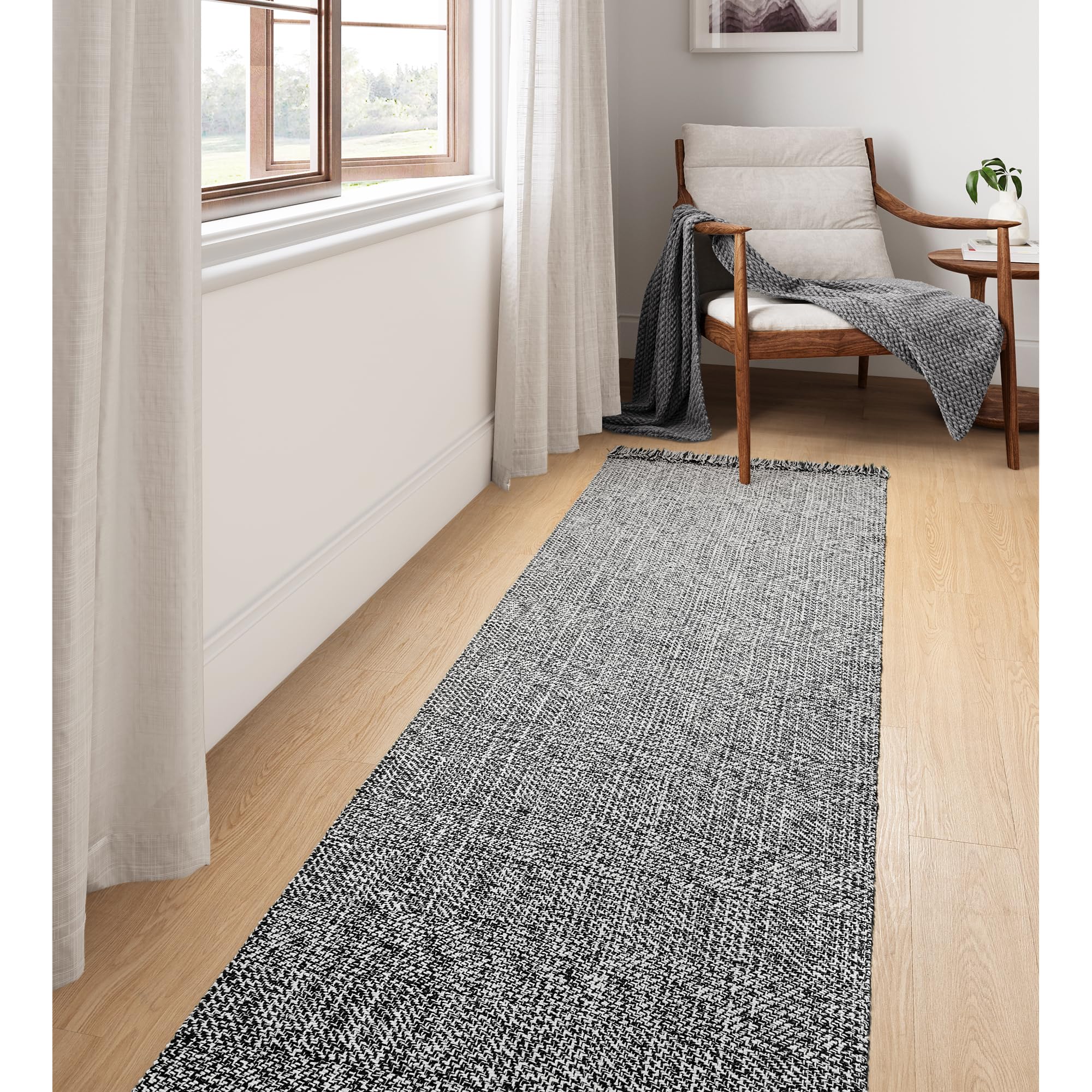 Collive Washable Area Rug 3' x 5', Modern Farmhouse Woven Kitchen Rugs, Tan/Cream Indoor Outddor Mat Braided Throw Carpet for Entryway Bedroom Nursery Laundry Living Room