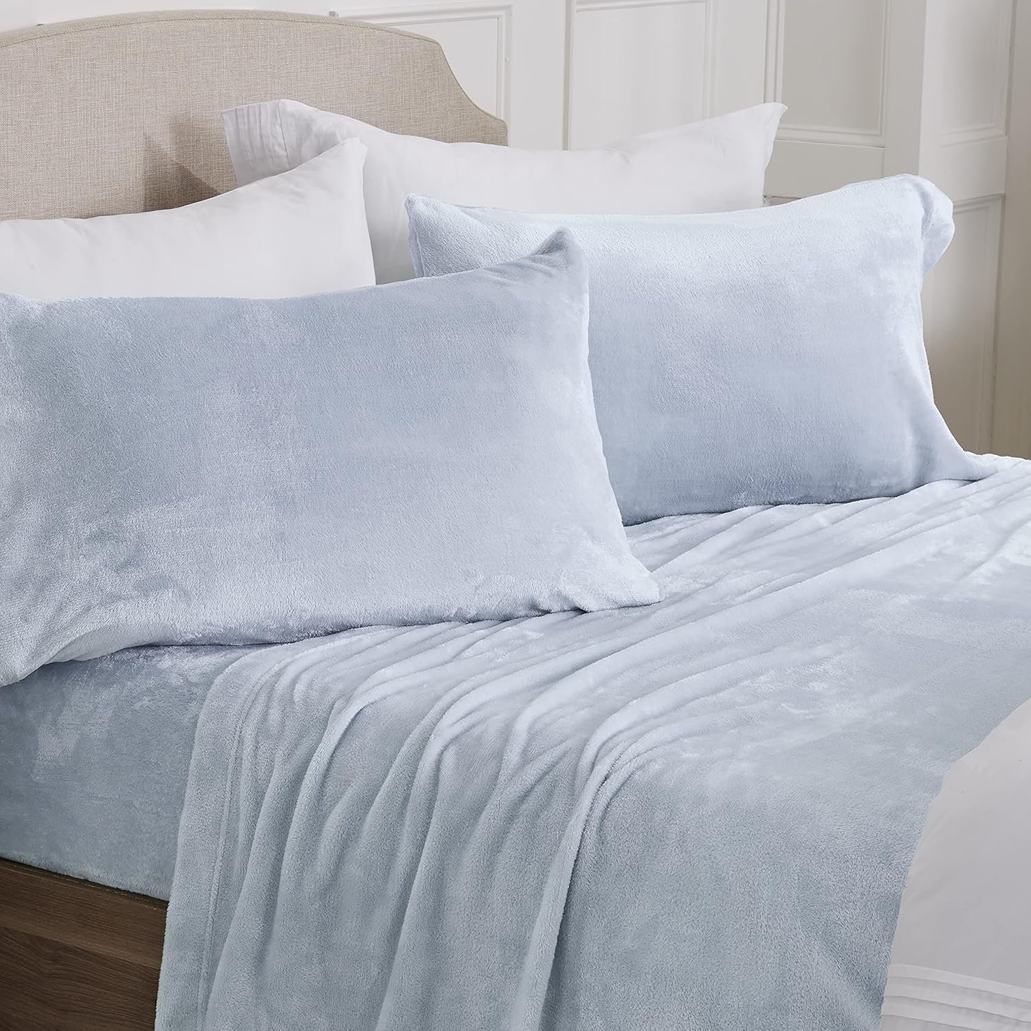 NY Loft Ultra Soft Micro Fleece Sheets Set with Extra Deep Pockets | Extra Soft Velvet Fleece Sheet Set | Super Plush Polar Fleece | Velvet Plush Cozy Warmth | Tribeca Collection (Twin, Lake Blue)
