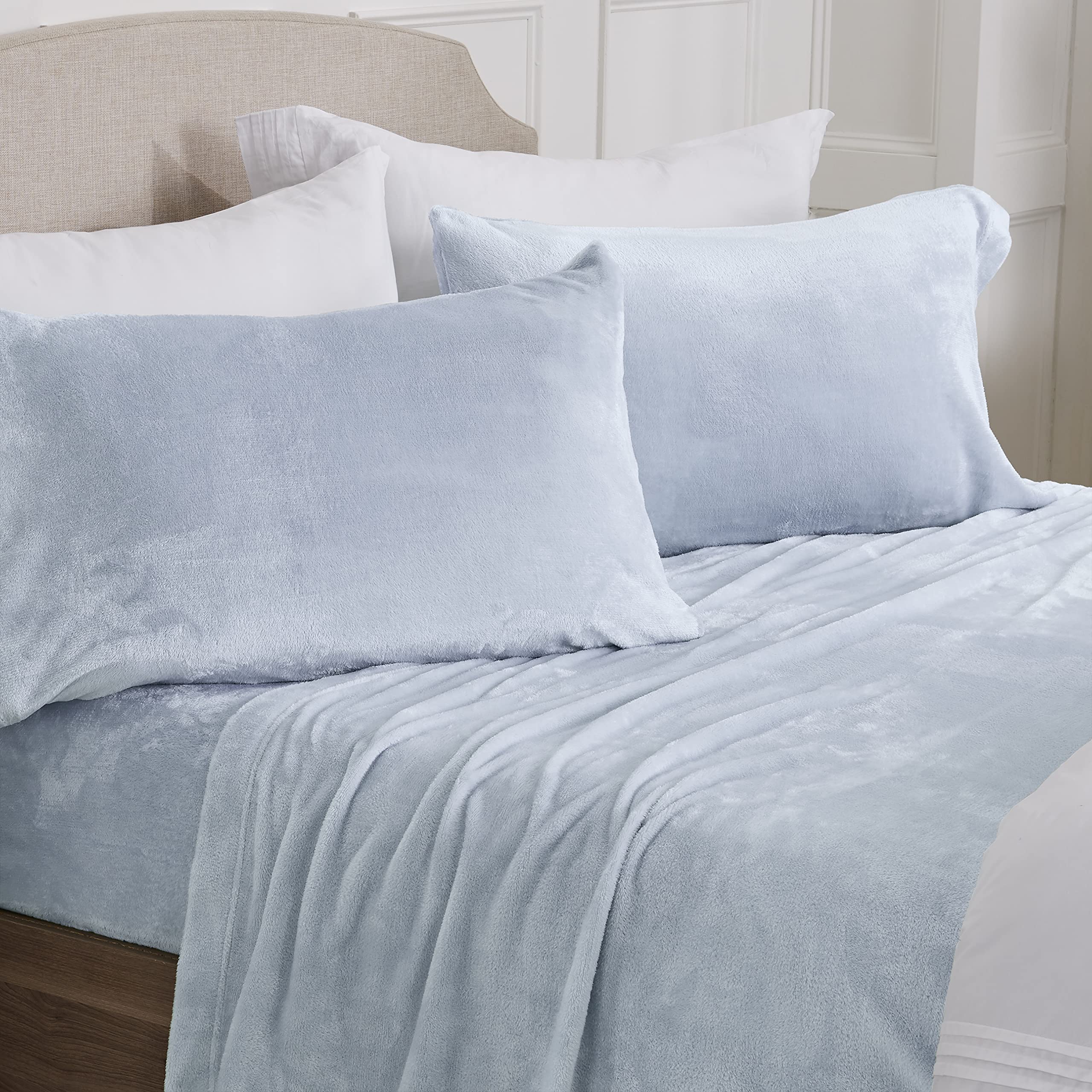 NY Loft Ultra Soft Micro Fleece Sheets Set with Extra Deep Pockets | Extra Soft Velvet Fleece Sheet Set | Super Plush Polar Fleece | Velvet Plush Cozy Warmth | Tribeca Collection (Twin, Lake Blue)