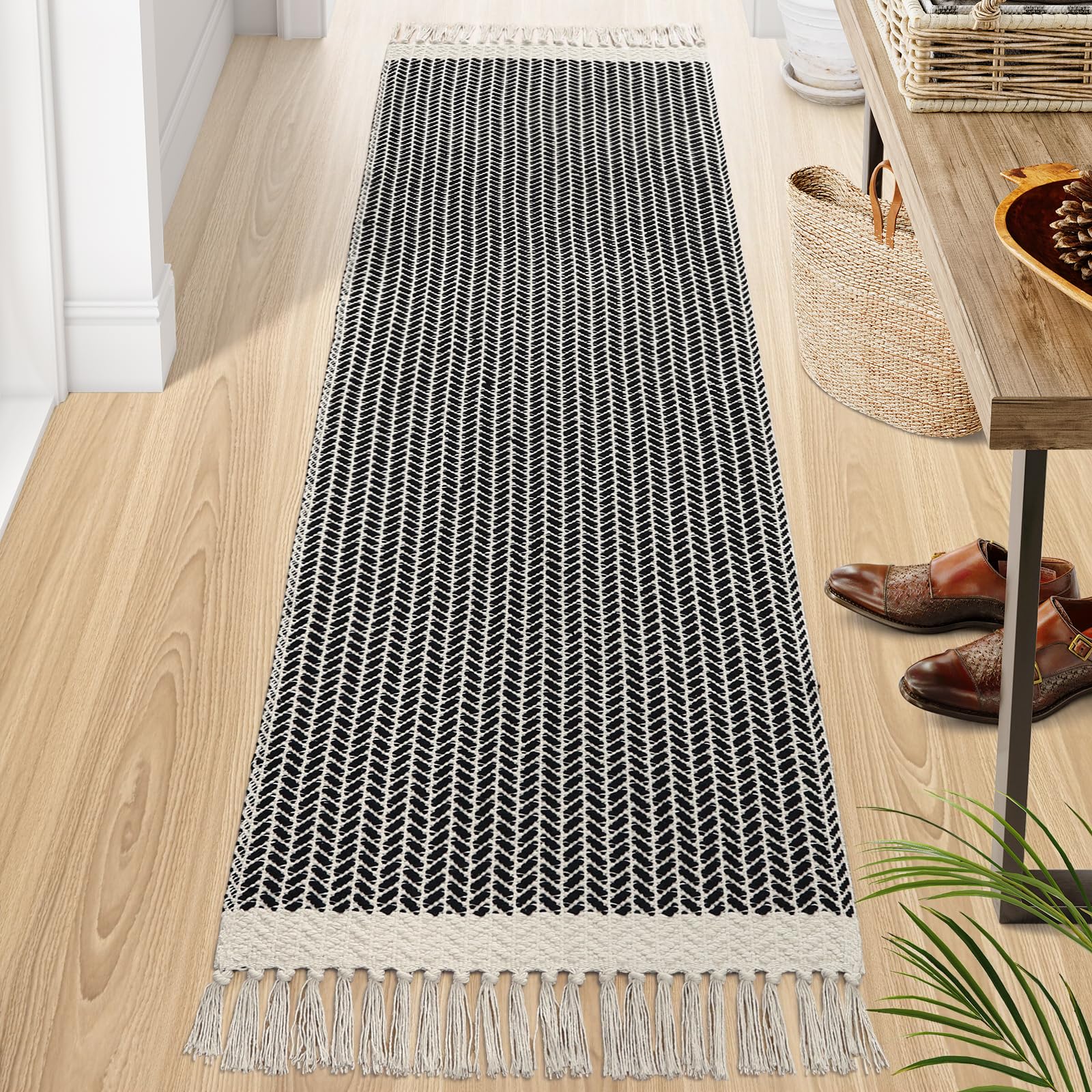 Lahome Belle Boho Rugs for Bedroom, 3x5 Bathroom Rug Lightweight Farmhouse Woven Area Rug with Tassels, Throw Rugs Washable Kitchen Rug Non Shedding Indoor Door Mats for Entryway Living Room, Khaki