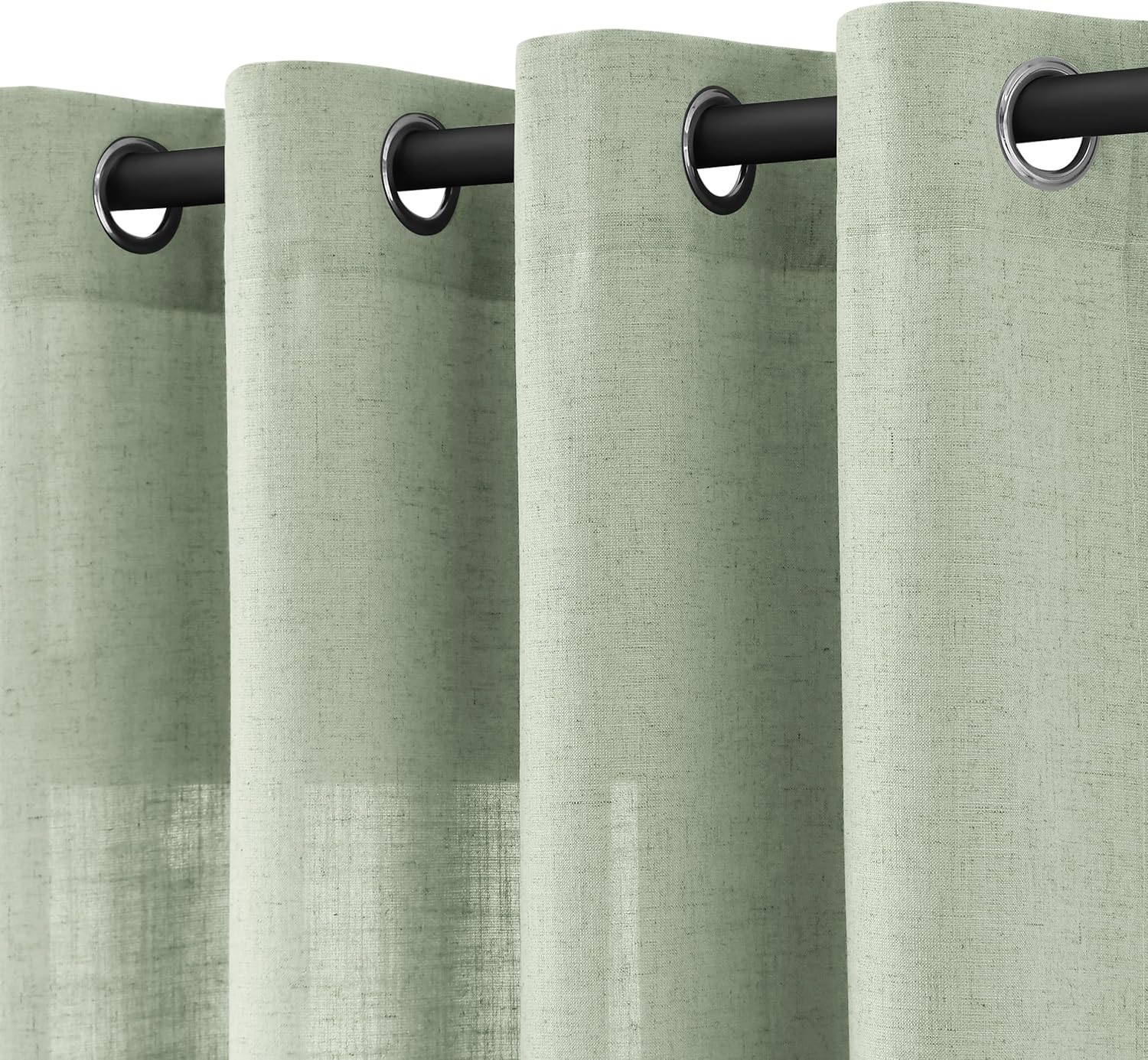Natural Cream Linen Curtains 84 Inch Length 2 Panels for Living Room Bedroom, Light Filtering Sheer Curtains 84 Inches, Modern Farmhouse Grommet Semi Sheer Soft Privacy Drapes