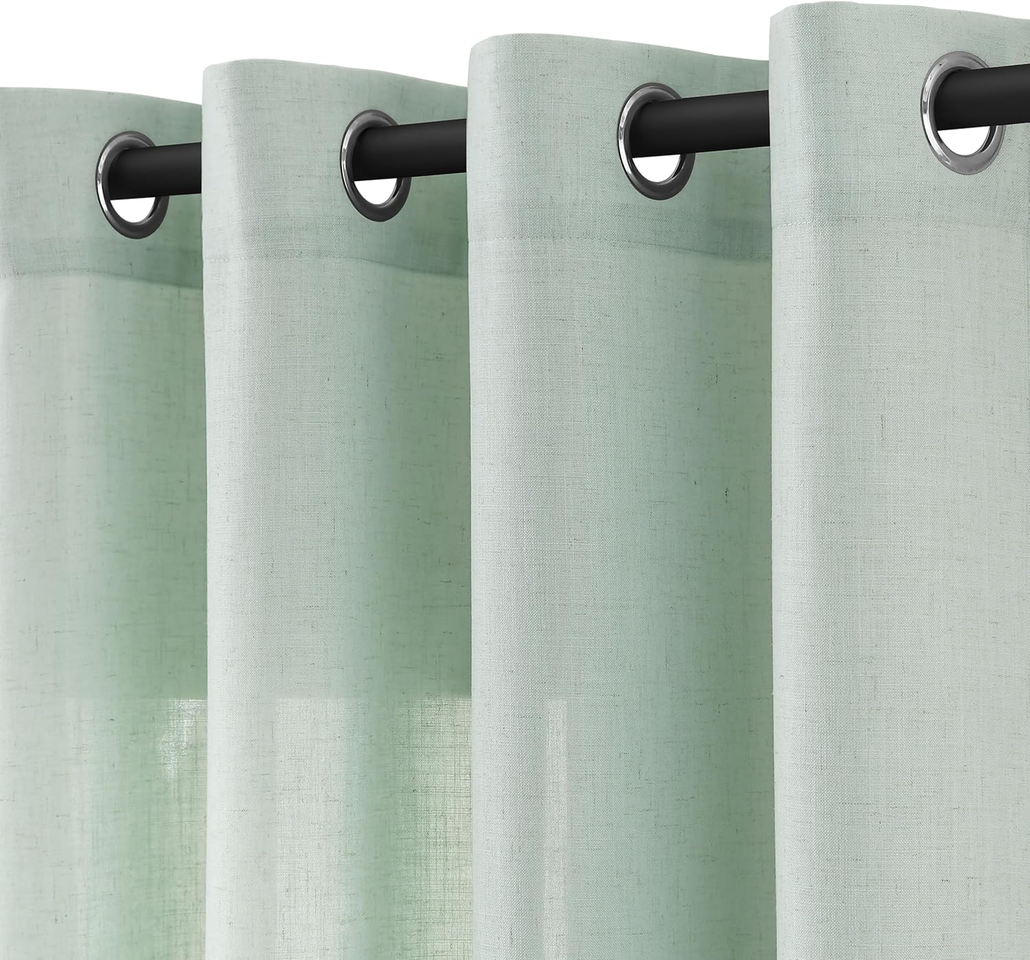 Natural Cream Linen Curtains 84 Inch Length 2 Panels for Living Room Bedroom, Light Filtering Sheer Curtains 84 Inches, Modern Farmhouse Grommet Semi Sheer Soft Privacy Drapes