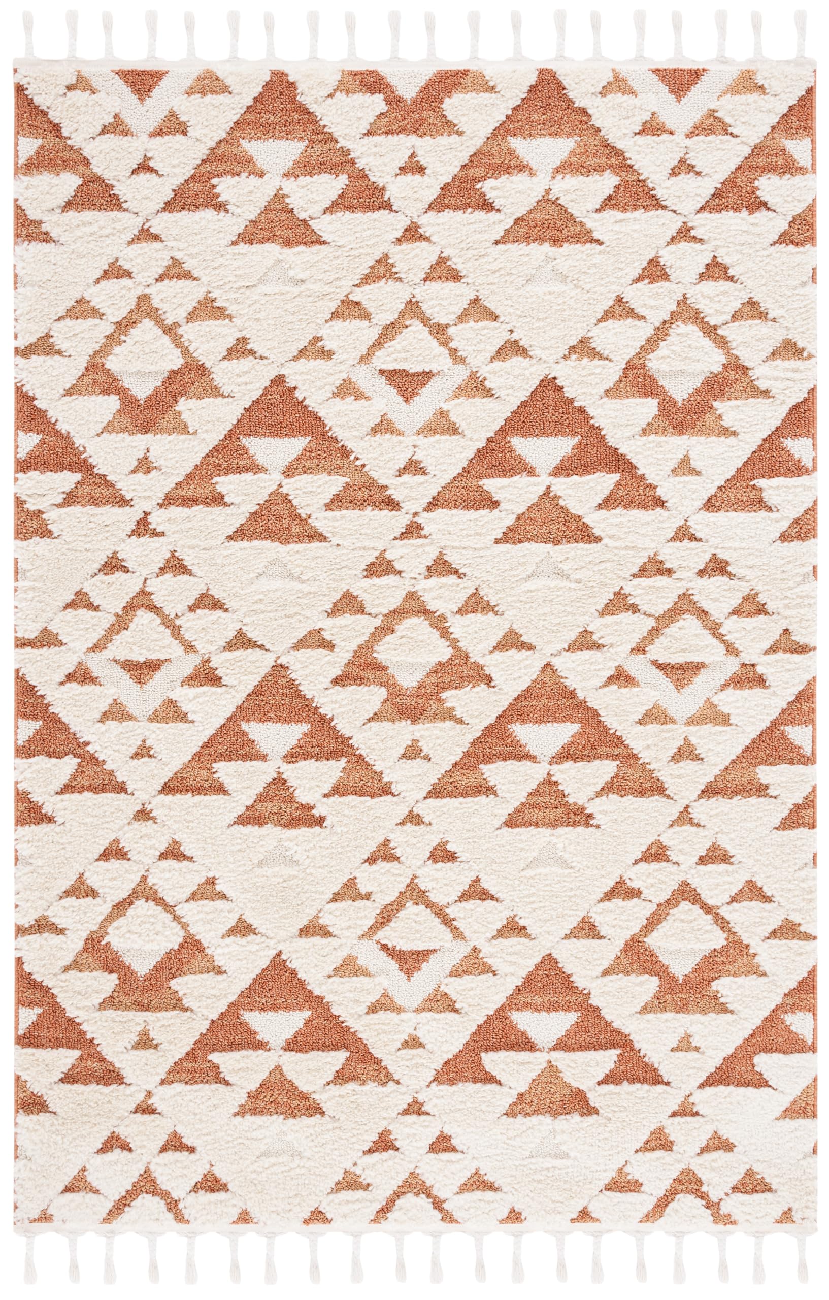 SAFAVIEH Area Rug 3x5 - Moroccan Tassel Shag Collection - Ivory, Non-Shedding & Easy to Clean, Plush High-Low Texture, Ideal for Living Room, Bedroom, Dining Space (MTS688C)