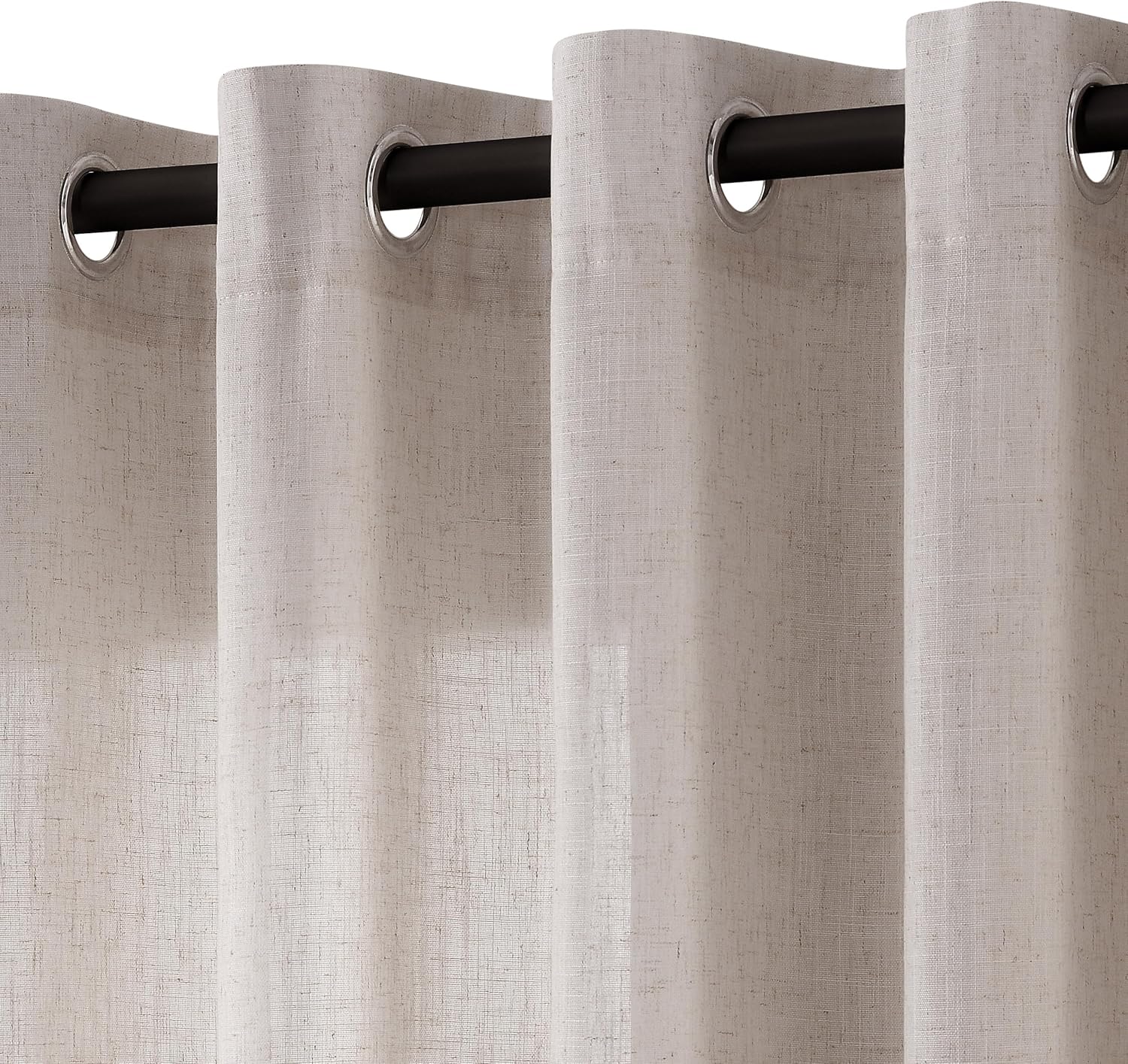 Natural Cream Linen Curtains 84 Inch Length 2 Panels for Living Room Bedroom, Light Filtering Sheer Curtains 84 Inches, Modern Farmhouse Grommet Semi Sheer Soft Privacy Drapes