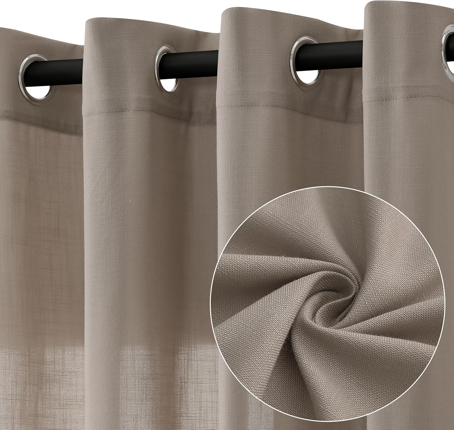 Natural Cream Linen Curtains 84 Inch Length 2 Panels for Living Room Bedroom, Light Filtering Sheer Curtains 84 Inches, Modern Farmhouse Grommet Semi Sheer Soft Privacy Drapes