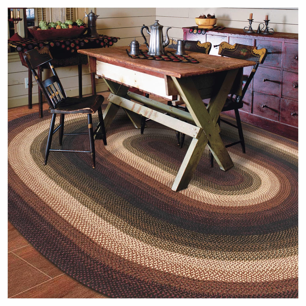 Homespice Gingerbread Black & Brown Braided Rug 20x30 - Jute Braided Kitchen Rugs for Country, Primitive Decor, Reversible, Pet-Friendly, Durable & Easy to Maintain