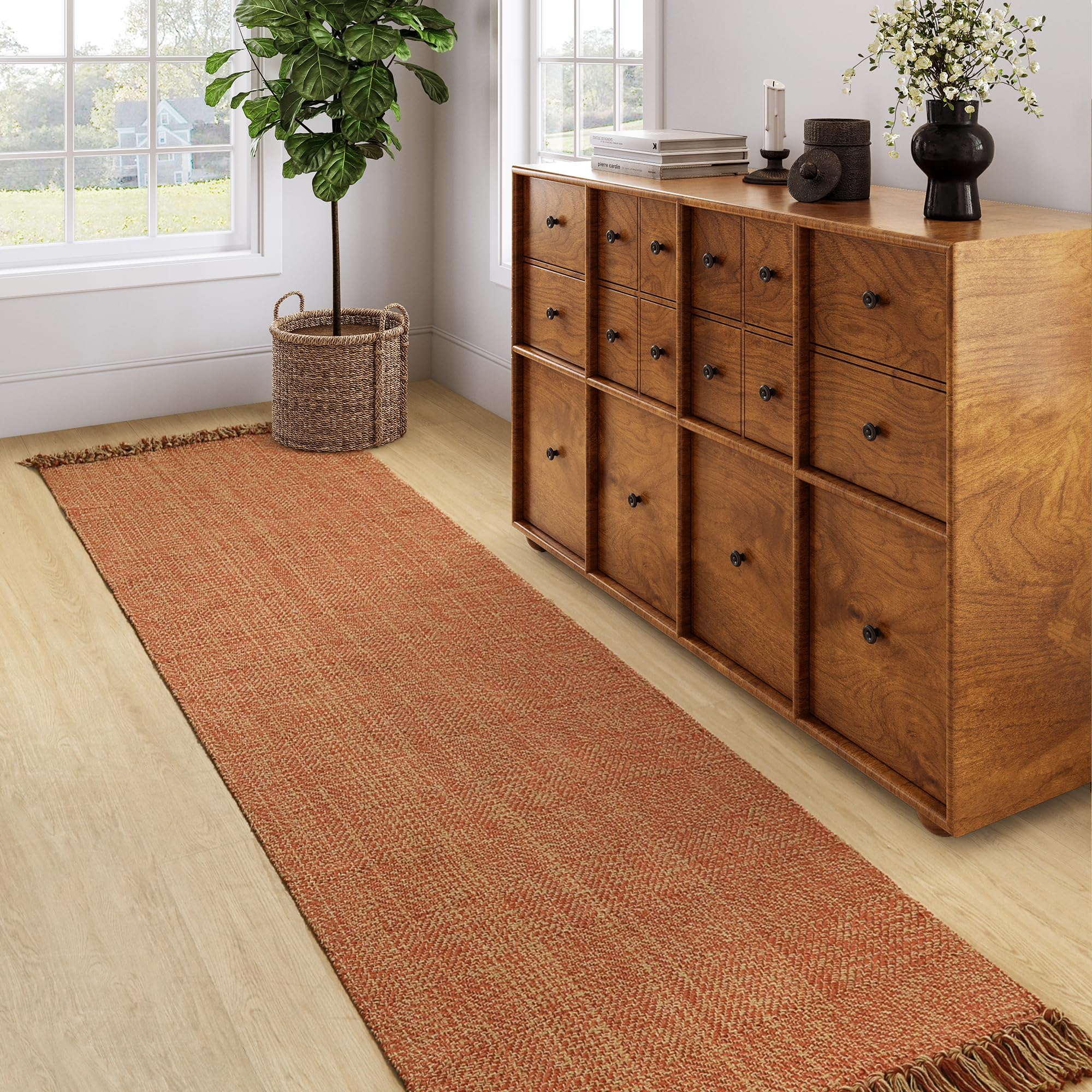 Collive Washable Area Rug 3' x 5', Modern Farmhouse Woven Kitchen Rugs, Tan/Cream Indoor Outddor Mat Braided Throw Carpet for Entryway Bedroom Nursery Laundry Living Room