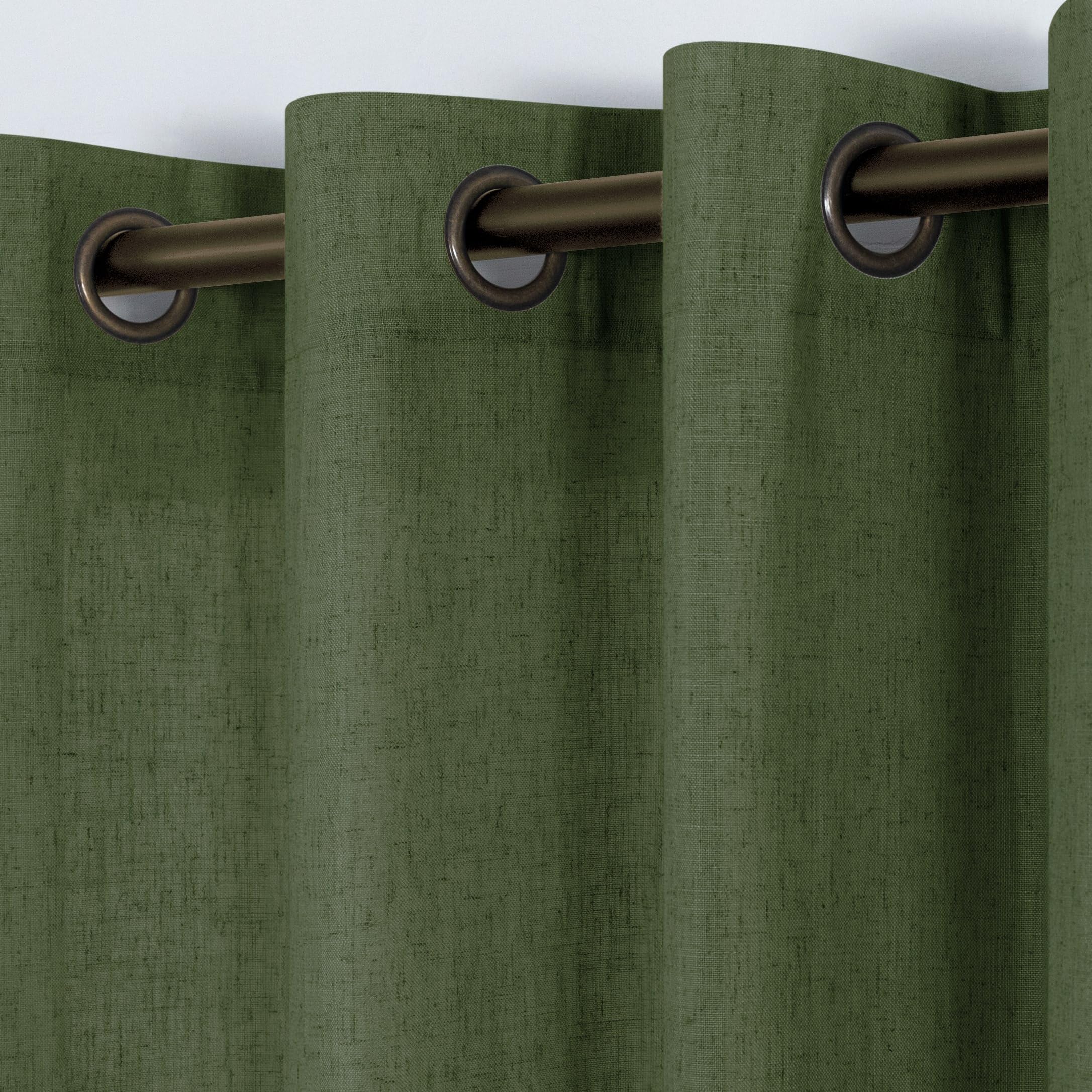 KOUFALL Linen Curtains for Living Room, Bronze Grommet, Semi Sheer Light Filtering Curtains, Neutral Cream Farmhouse Curtain Drapes 84 Inches Long 2 Panels Set