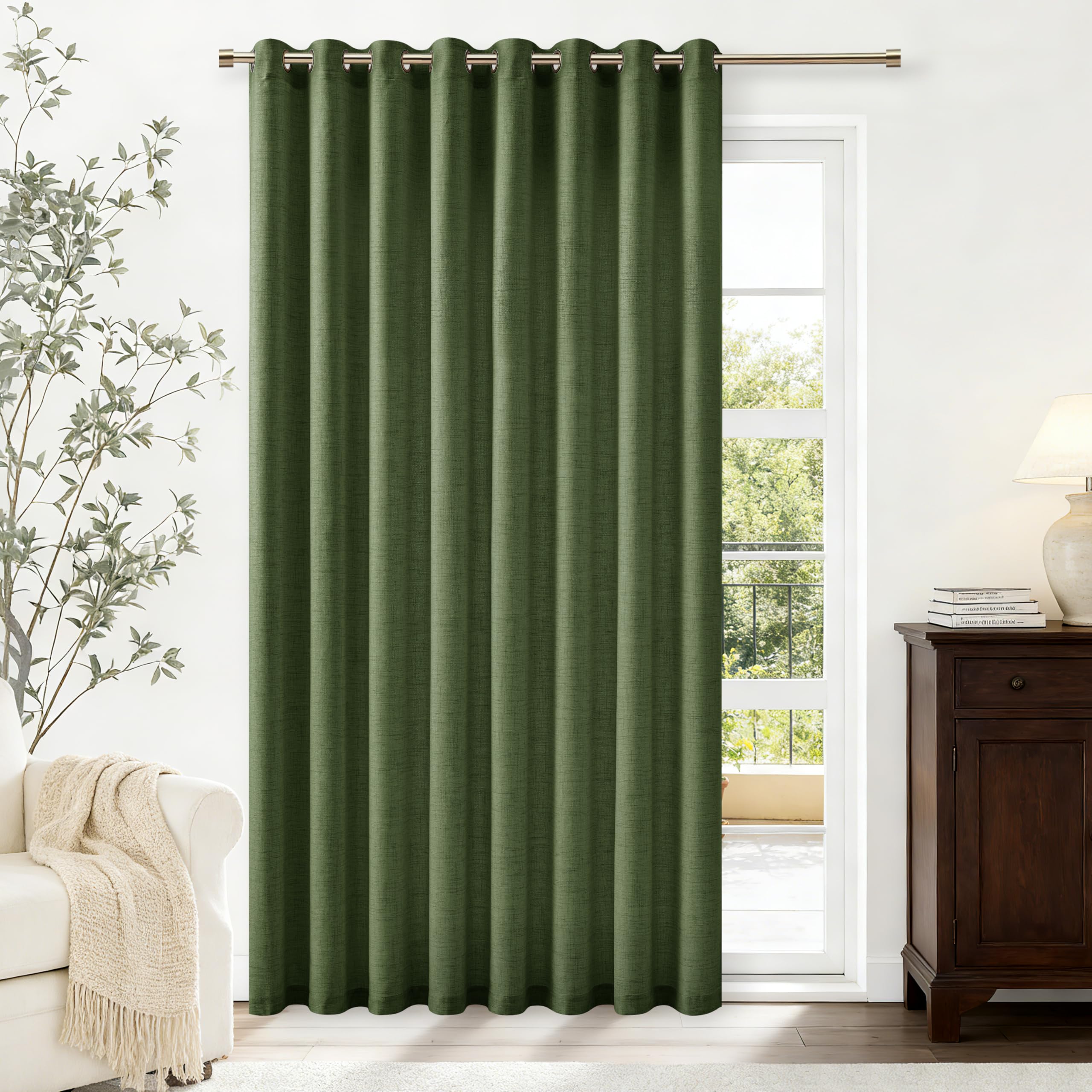 Natural Linen Curtains 96 Inches Long 2 Panels Bronze Grommet Curtain Burlap Ivory Cream Colored Light Filtering Semi Sheer Drapes Thick Linen Blend Floor to Ceiling Length Living Room 8ft