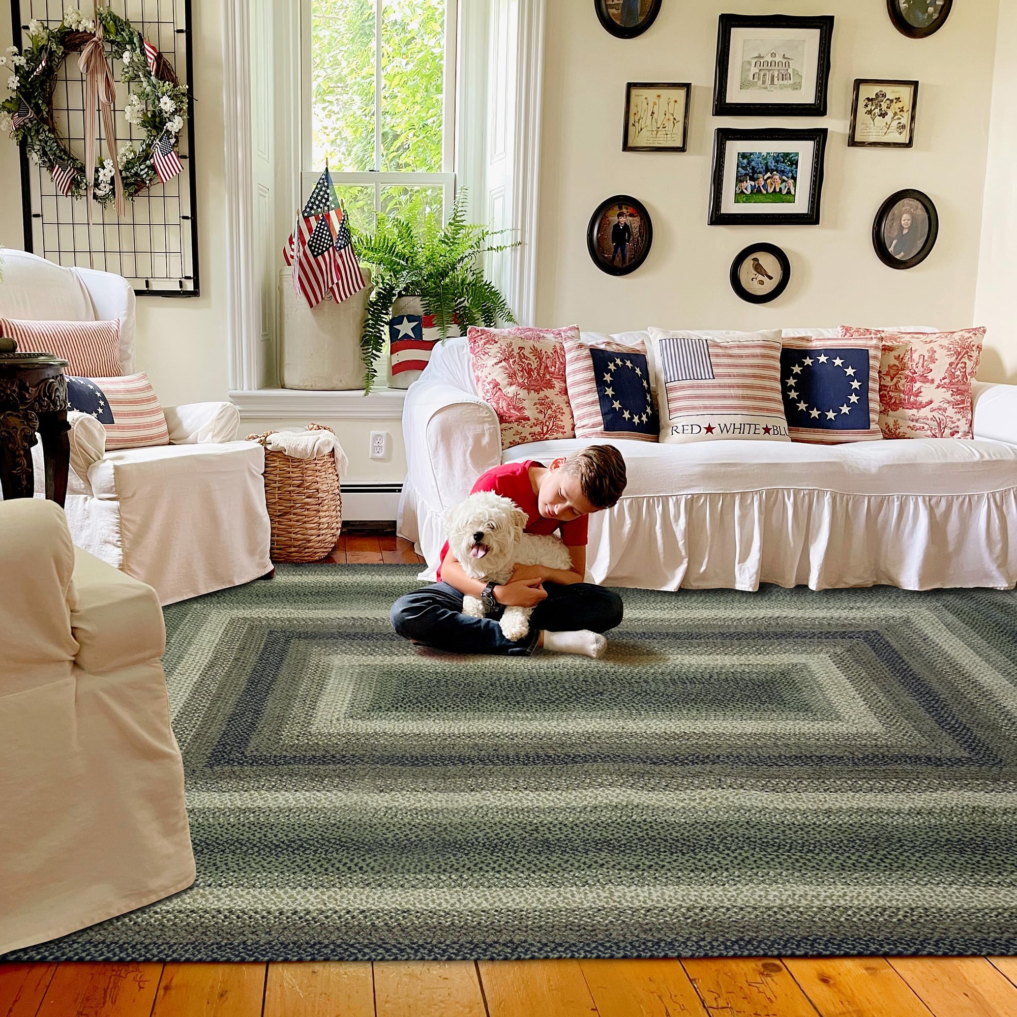 Homespice Gingerbread Black & Brown Braided Rug 20x30 - Jute Braided Kitchen Rugs for Country, Primitive Decor, Reversible, Pet-Friendly, Durable & Easy to Maintain