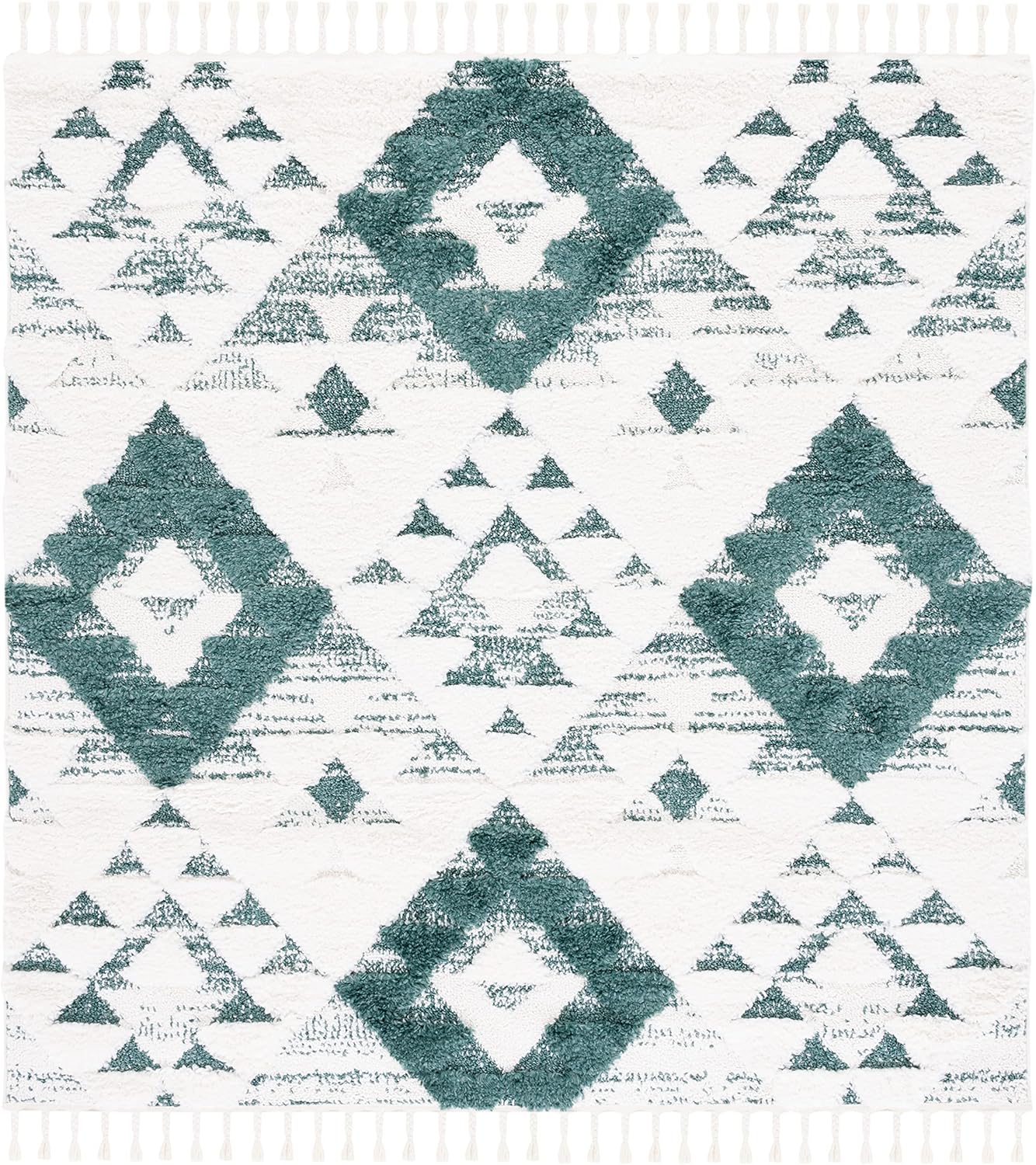 SAFAVIEH Area Rug 3x5 - Moroccan Tassel Shag Collection - Ivory, Non-Shedding & Easy to Clean, Plush High-Low Texture, Ideal for Living Room, Bedroom, Dining Space (MTS688C)
