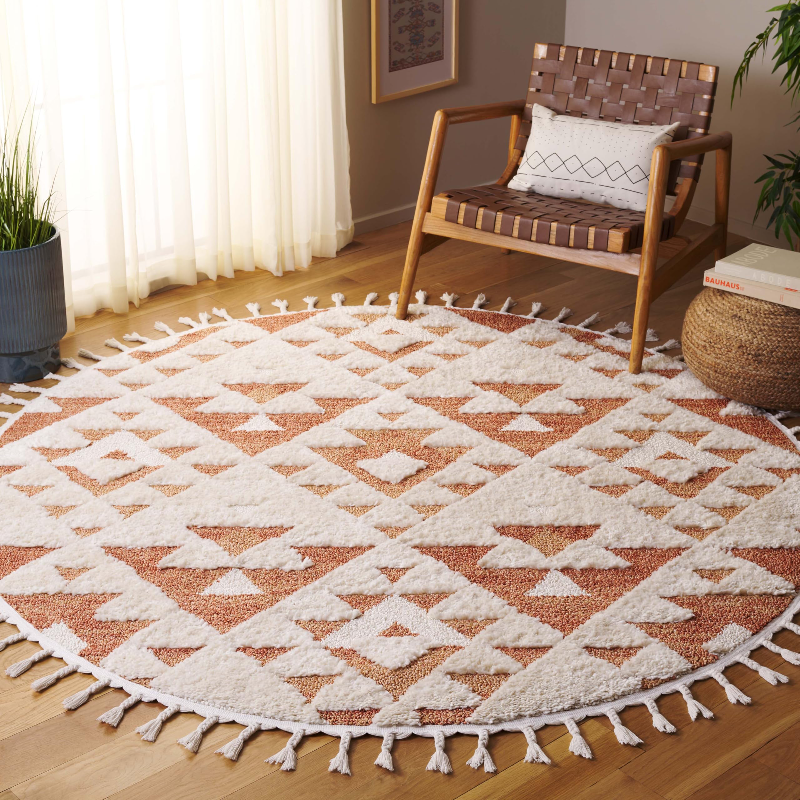 SAFAVIEH Area Rug 3x5 - Moroccan Tassel Shag Collection - Ivory, Non-Shedding & Easy to Clean, Plush High-Low Texture, Ideal for Living Room, Bedroom, Dining Space (MTS688C)