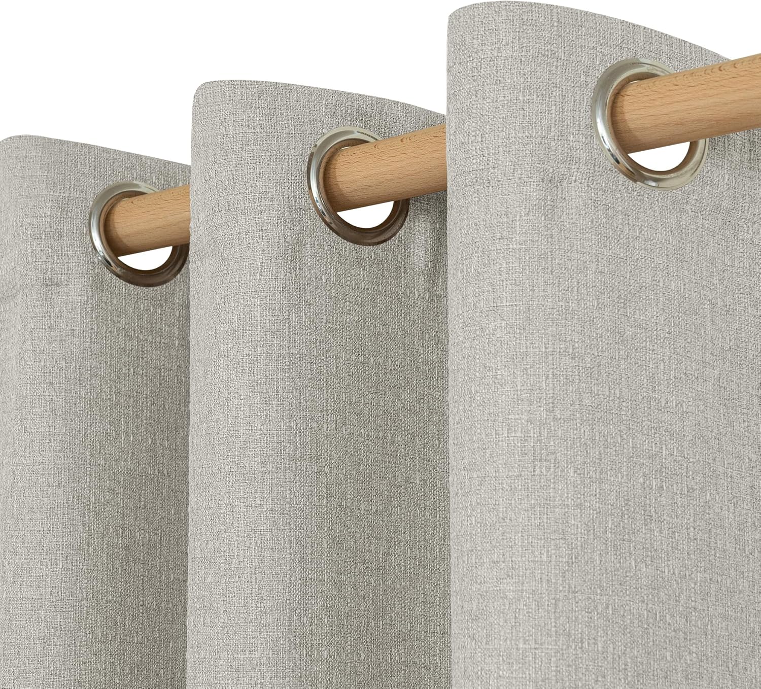 LAMIT Linen Curtains 84 inch Length 2 Panels, Grommet Thick Soft Light Filtering Curtains Privacy Living Room Window Drapes for Bedroom/Farmhouse, W52 x L84, Natural Beige