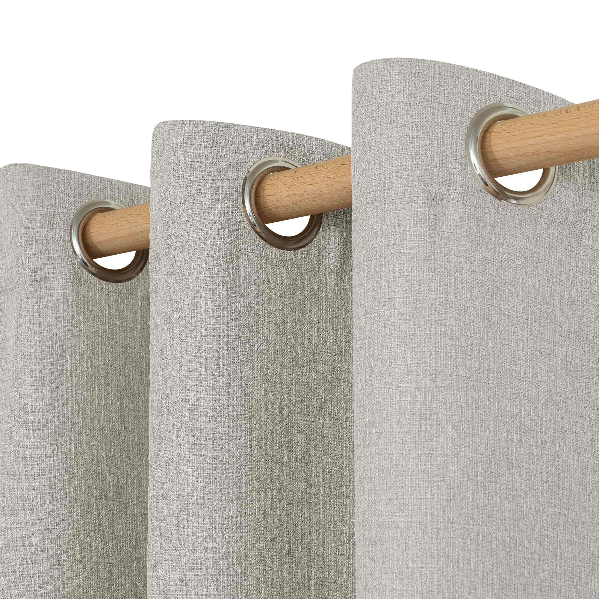 LAMIT Linen Curtains 84 inch Length 2 Panels, Grommet Thick Soft Light Filtering Curtains Privacy Living Room Window Drapes for Bedroom/Farmhouse, W52 x L84, Natural Beige