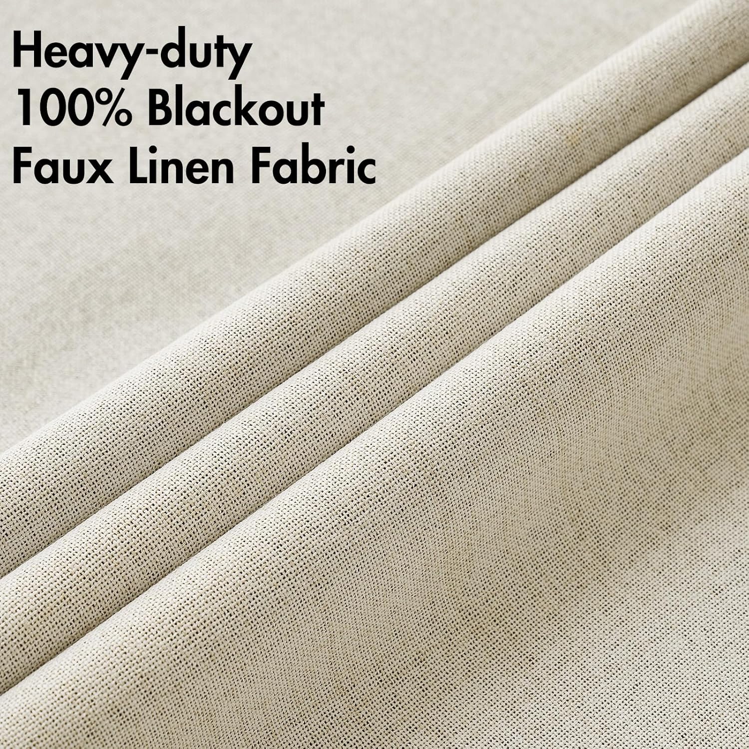 MIULEE 100% Blackout Linen Textured Curtains for Bedroom Solid Thermal Insulated Cream Grommet Room Darkening Curtains & Drapes Luxury Decor for Living Room Nursery 52 x 84 Inch (2 Panels)