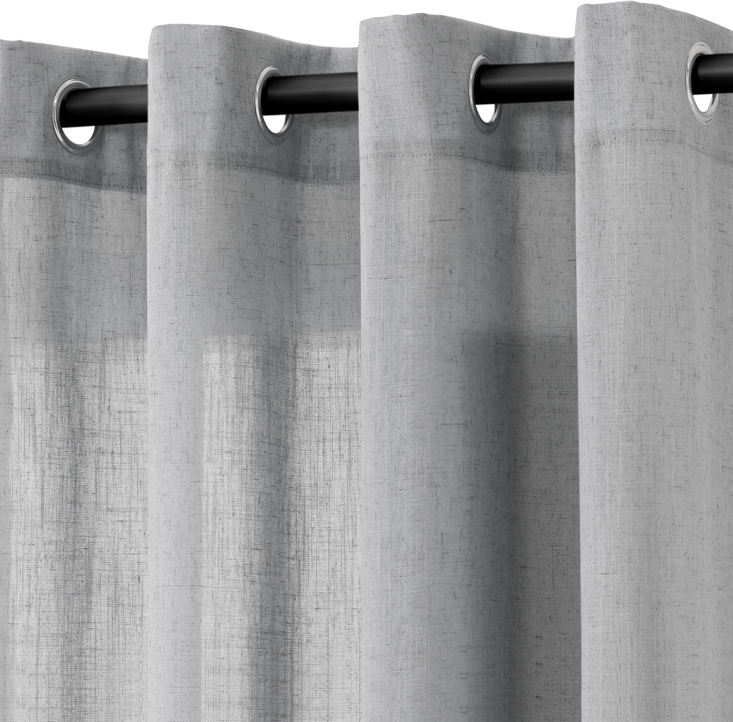 Natural Cream Linen Curtains 84 Inch Length 2 Panels for Living Room Bedroom, Light Filtering Sheer Curtains 84 Inches, Modern Farmhouse Grommet Semi Sheer Soft Privacy Drapes