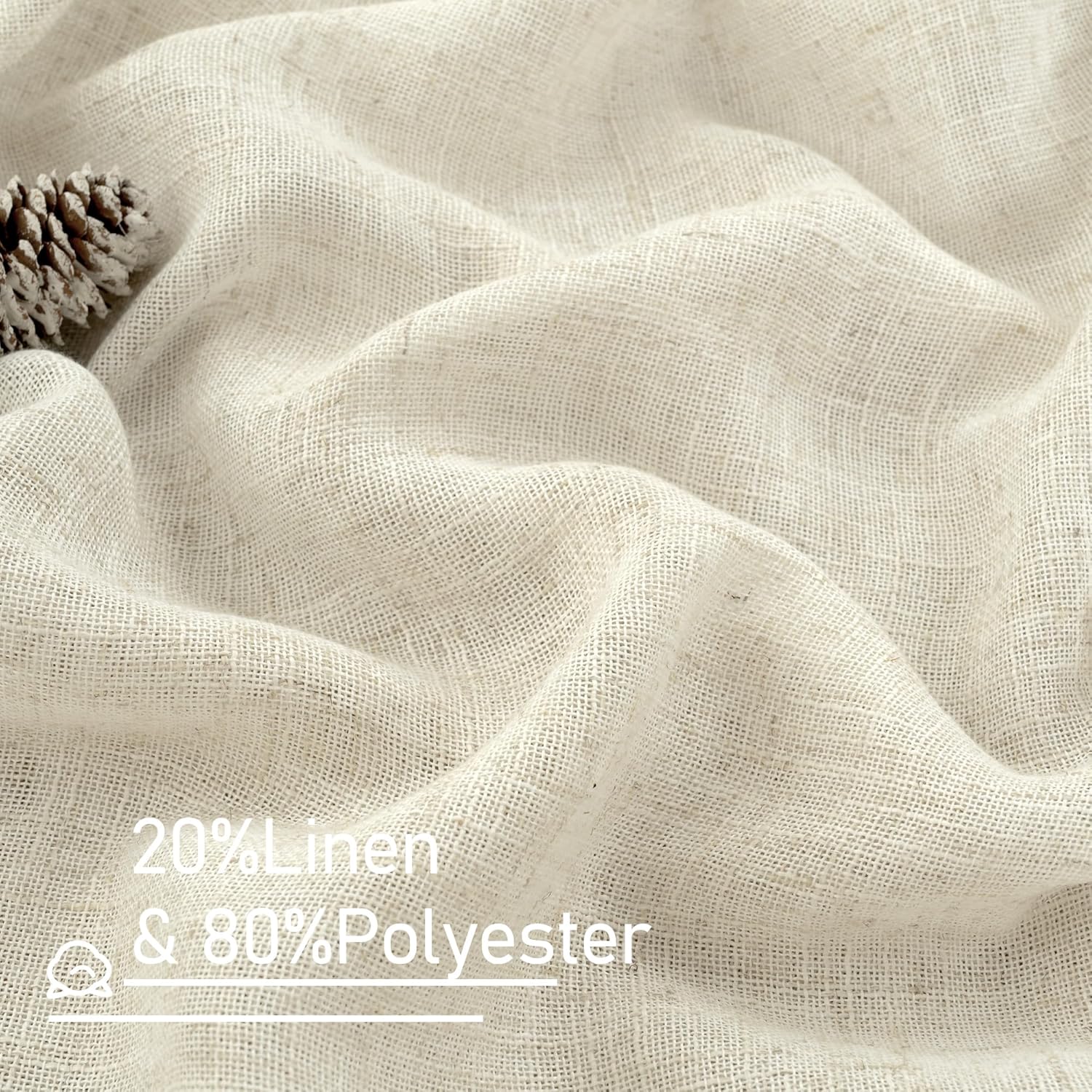 LAMIT Natural Ivory Linen Semi Sheer Curtains 84 inch Length, Cream Light Filtering Soft Thick Neutral Living Room Drapes with Bronze Grommet for Bedroom/Farmhouse, 2 Panels, 52 x 84 Inch
