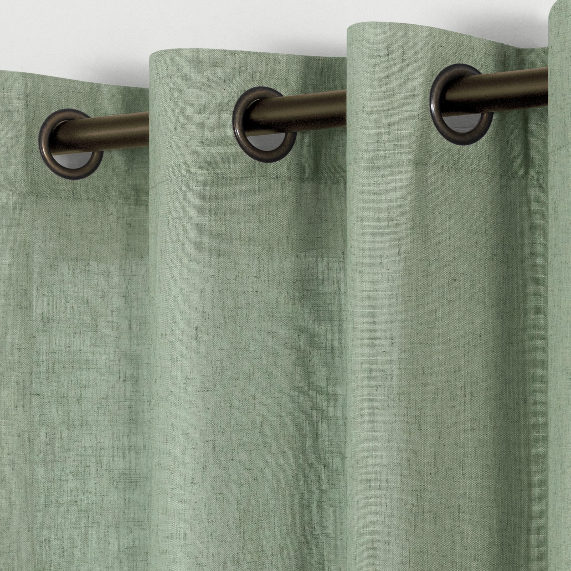KOUFALL Linen Curtains for Living Room, Bronze Grommet, Semi Sheer Light Filtering Curtains, Neutral Cream Farmhouse Curtain Drapes 84 Inches Long 2 Panels Set