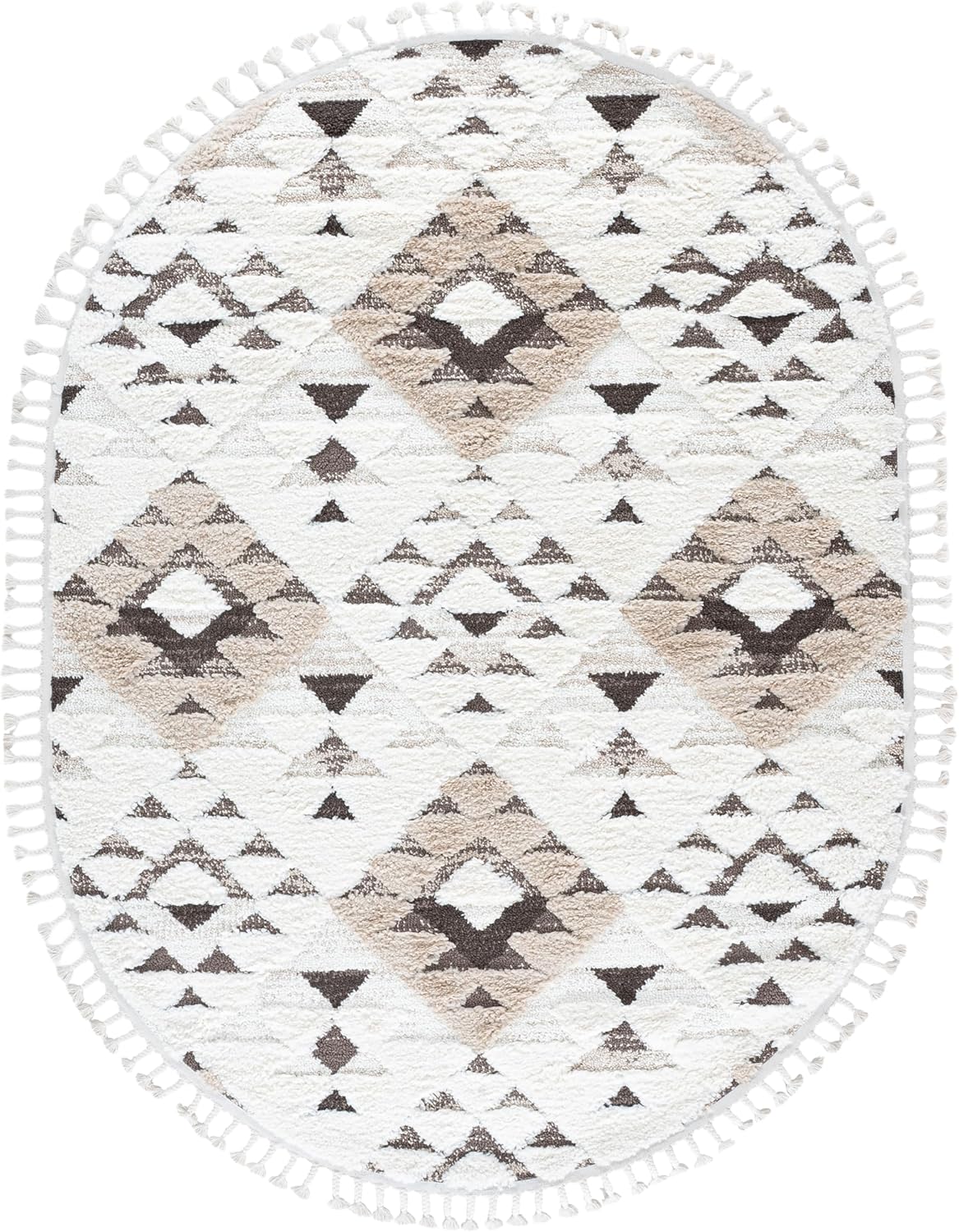 SAFAVIEH Area Rug 3x5 - Moroccan Tassel Shag Collection - Ivory, Non-Shedding & Easy to Clean, Plush High-Low Texture, Ideal for Living Room, Bedroom, Dining Space (MTS688C)