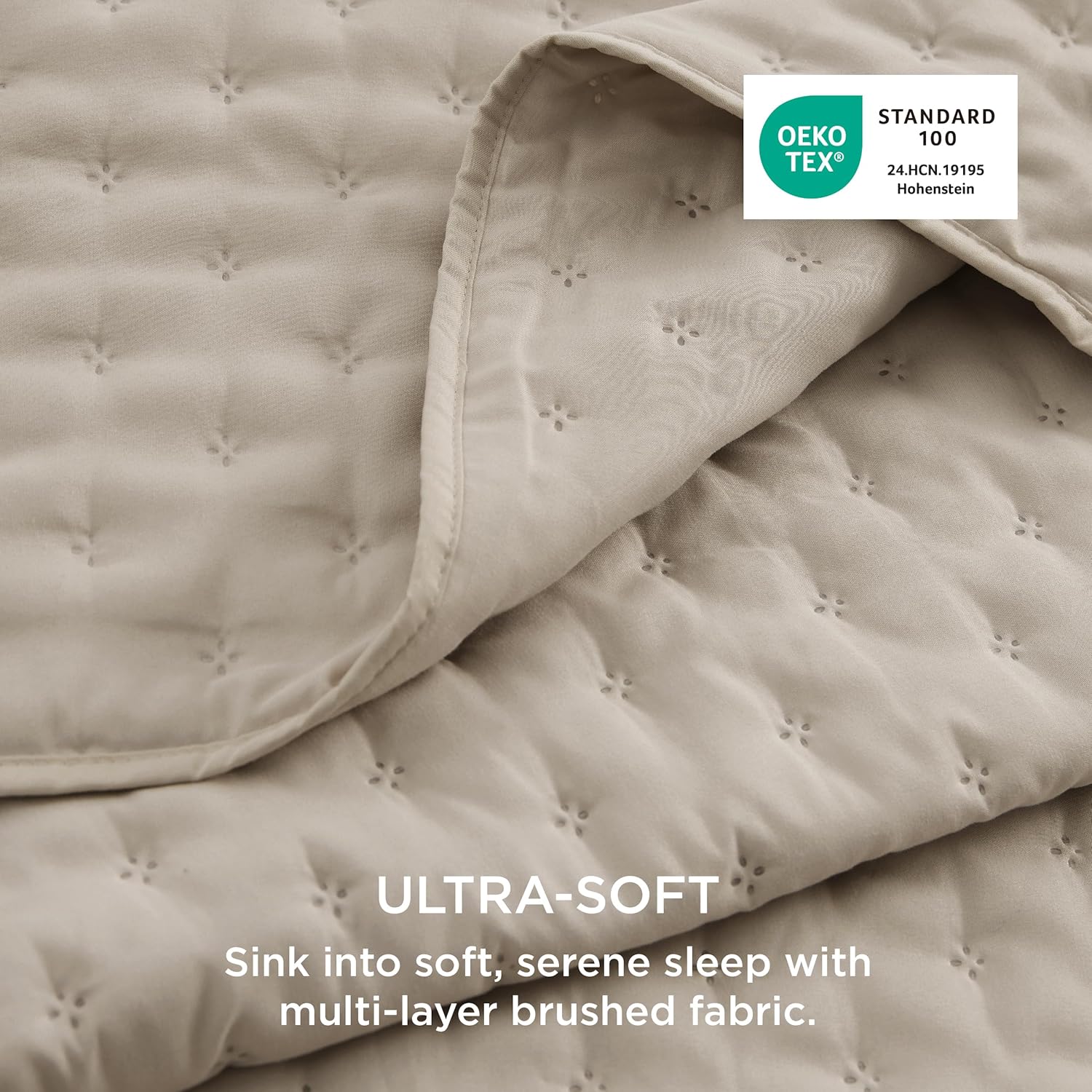 Bedsure King Quilt - Linen Bedspread King Size & Lightweight Comforter, Modern Farmhouse Coverlet with Clover Pattern, Ultra Soft All-Season Bedding, 106 x 96 Inches | Stitch-Free Quilting, Ultra Soft, Lightweight, Machine Washable, Pet-Friendly