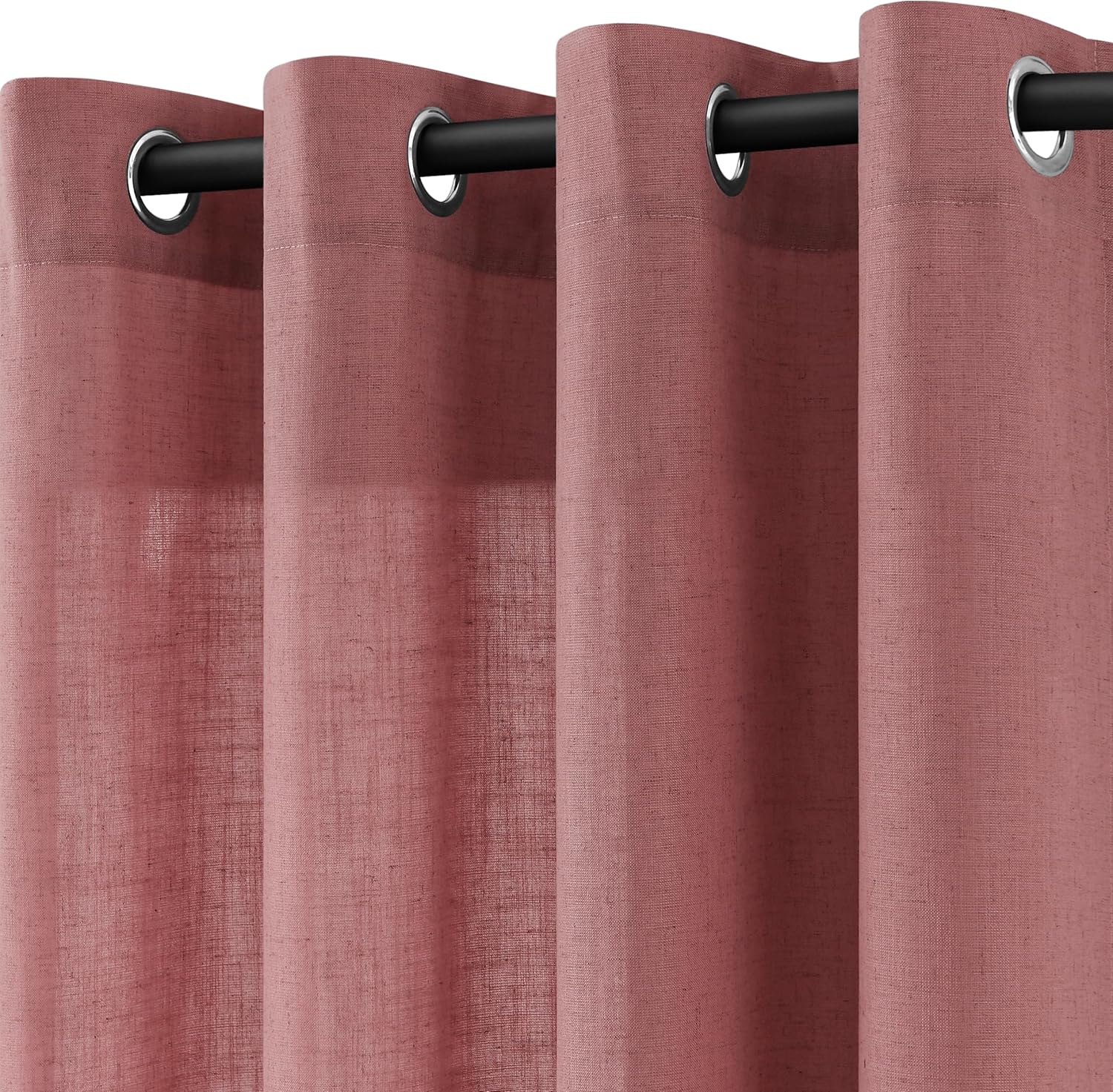 Natural Cream Linen Curtains 84 Inch Length 2 Panels for Living Room Bedroom, Light Filtering Sheer Curtains 84 Inches, Modern Farmhouse Grommet Semi Sheer Soft Privacy Drapes