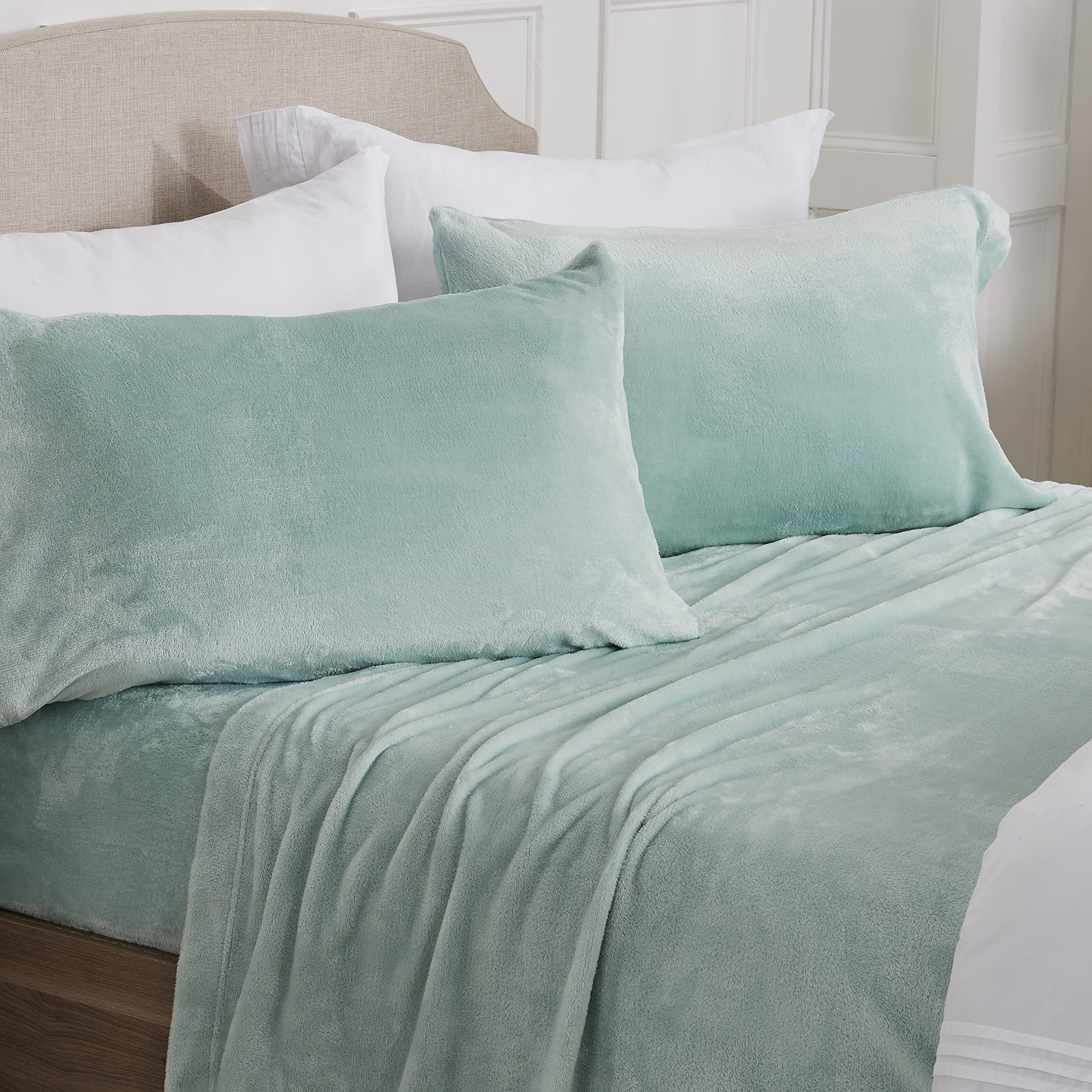NY Loft Ultra Soft Micro Fleece Sheets Set with Extra Deep Pockets | Extra Soft Velvet Fleece Sheet Set | Super Plush Polar Fleece | Velvet Plush Cozy Warmth | Tribeca Collection (Twin, Lake Blue)