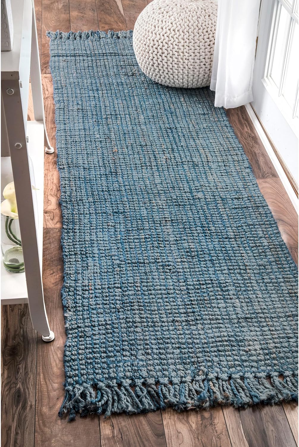 nuLOOM 5x8 Daniela Jute Tassel Hand Woven Area Rug, Off White, Solid Chunky Farmhouse Design, Natural Fiber, For Bedroom, Dining Room, Living Room, Hallway, Office, Entryway