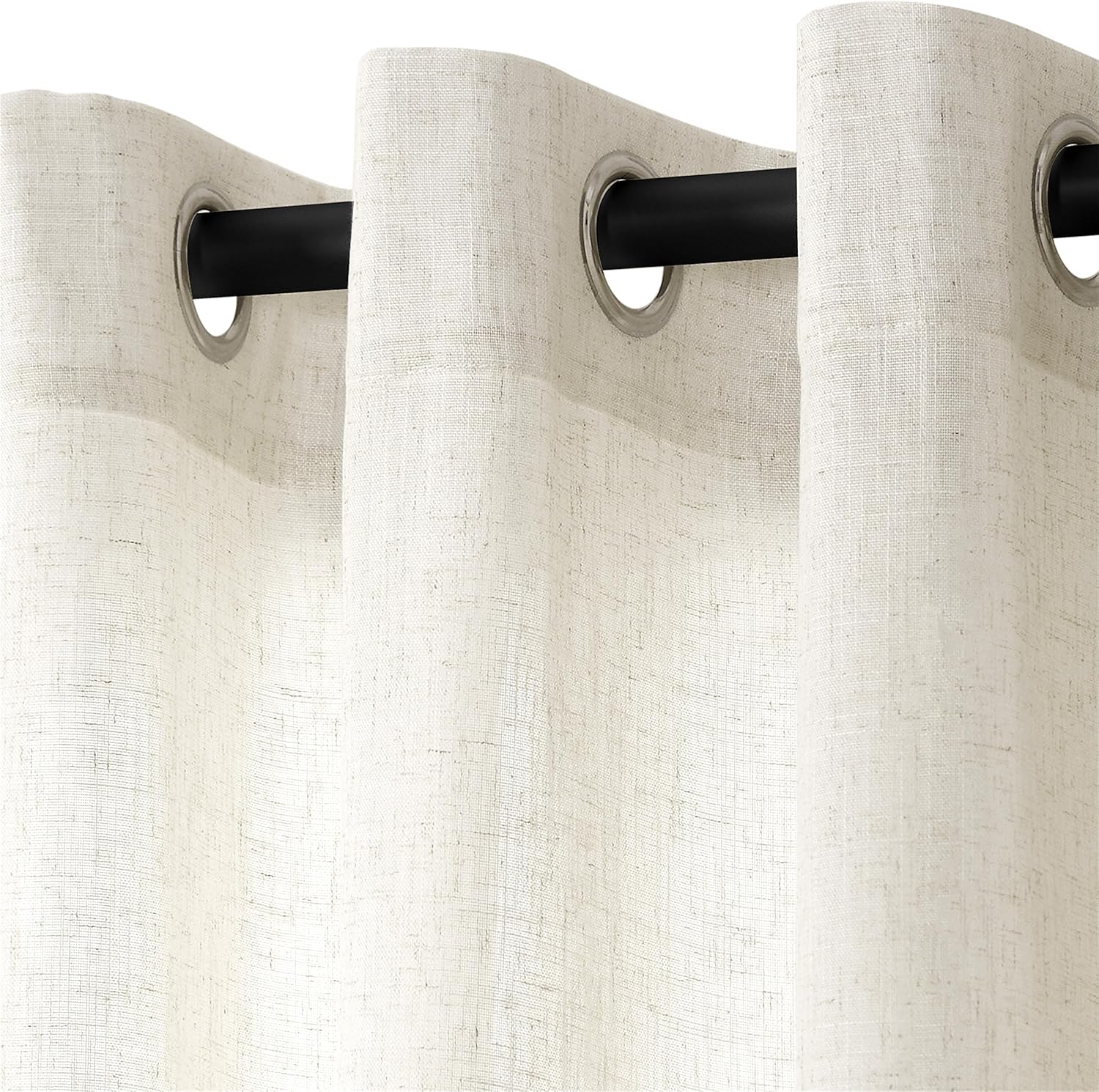 Natural Cream Linen Curtains 84 Inch Length 2 Panels for Living Room Bedroom, Light Filtering Sheer Curtains 84 Inches, Modern Farmhouse Grommet Semi Sheer Soft Privacy Drapes