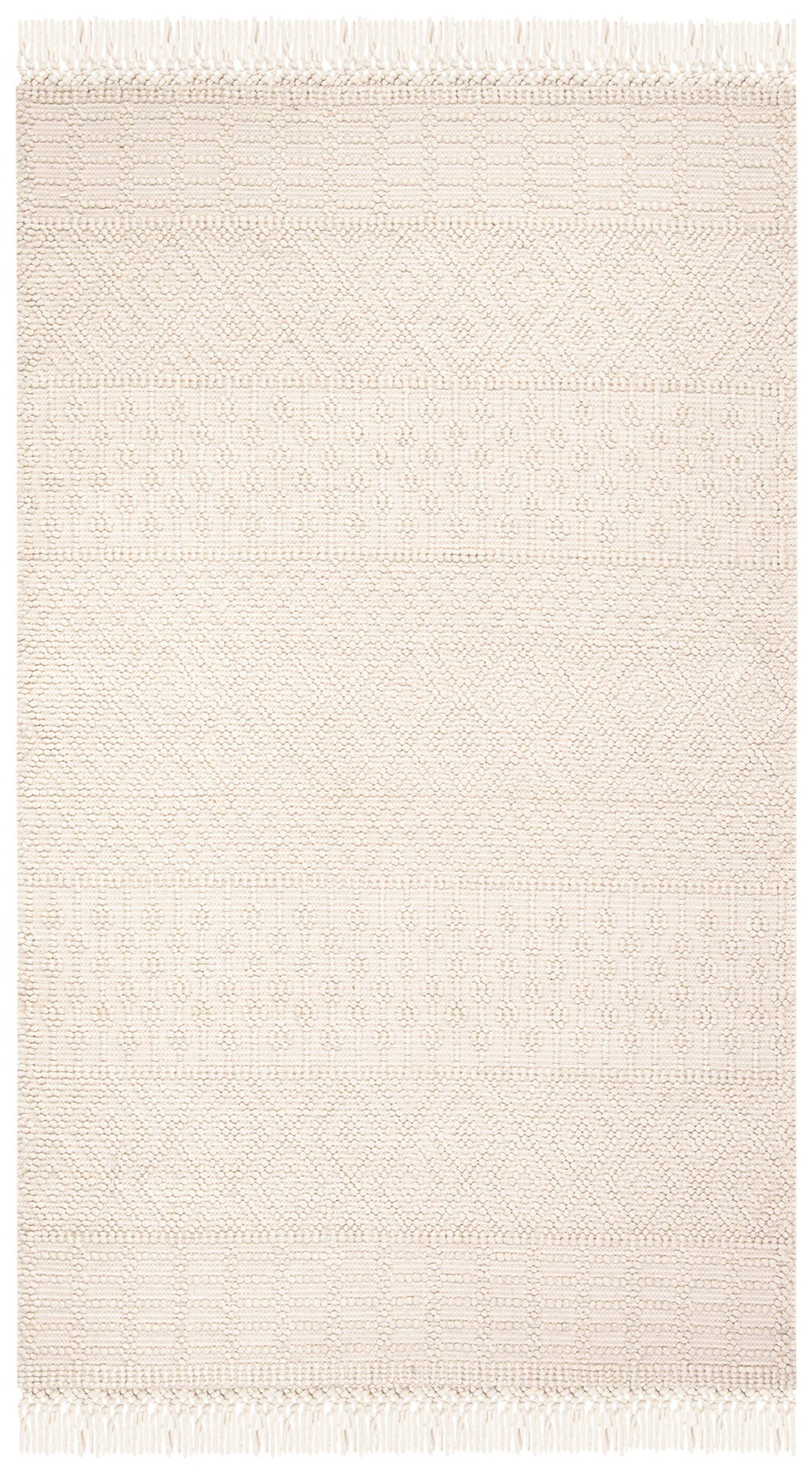 SAFAVIEH Natura Collection Accent Rug - 4' x 6', Ivory, Handmade Moroccan Boho Wool Fringe, Ideal for High Traffic Areas in Entryway, Living Room, Bedroom (NAT852B)