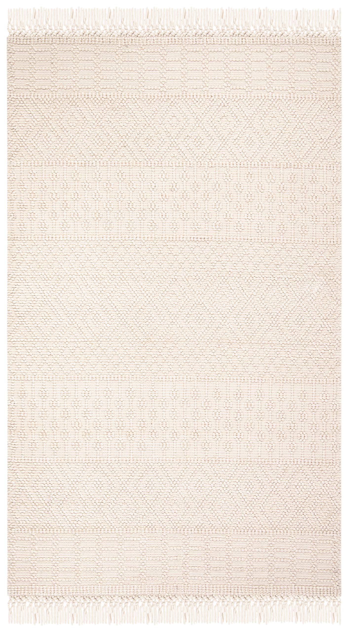 SAFAVIEH Natura Collection Accent Rug - 4' x 6', Ivory, Handmade Moroccan Boho Wool Fringe, Ideal for High Traffic Areas in Entryway, Living Room, Bedroom (NAT852B)
