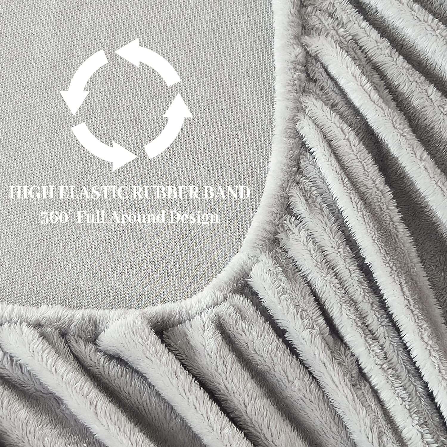 YIYEA Fleece Fitted Sheet Only, Ultra Soft Fluffy Plush Velvet Deep Pocket Fitted Bottom Sheet for Fall Winter, Cozy Warmth and No Shedding, Light Gray, Queen